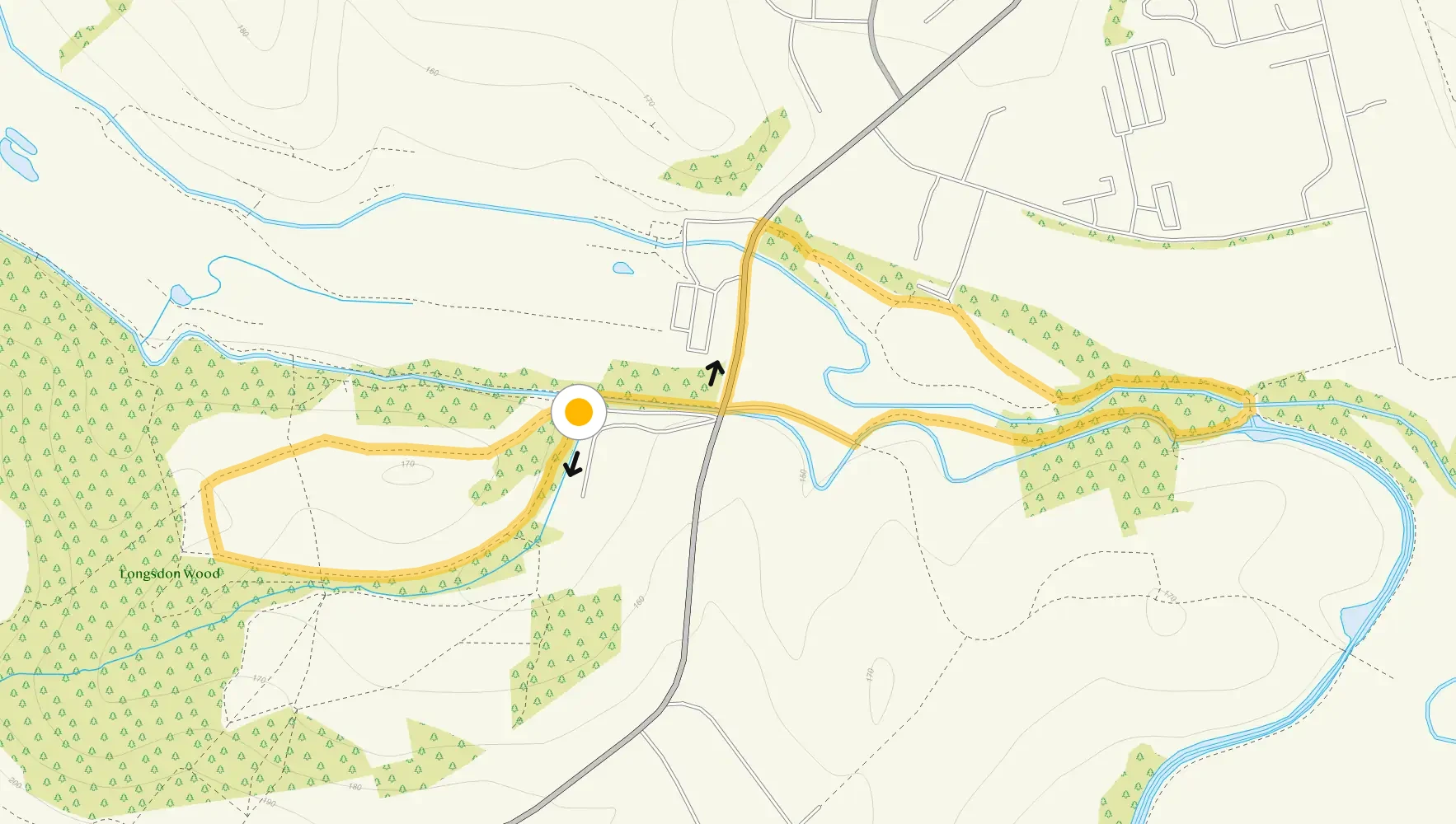 Route map for Leek Walk 2, a 1.5 mile circular walk in Staffordshire