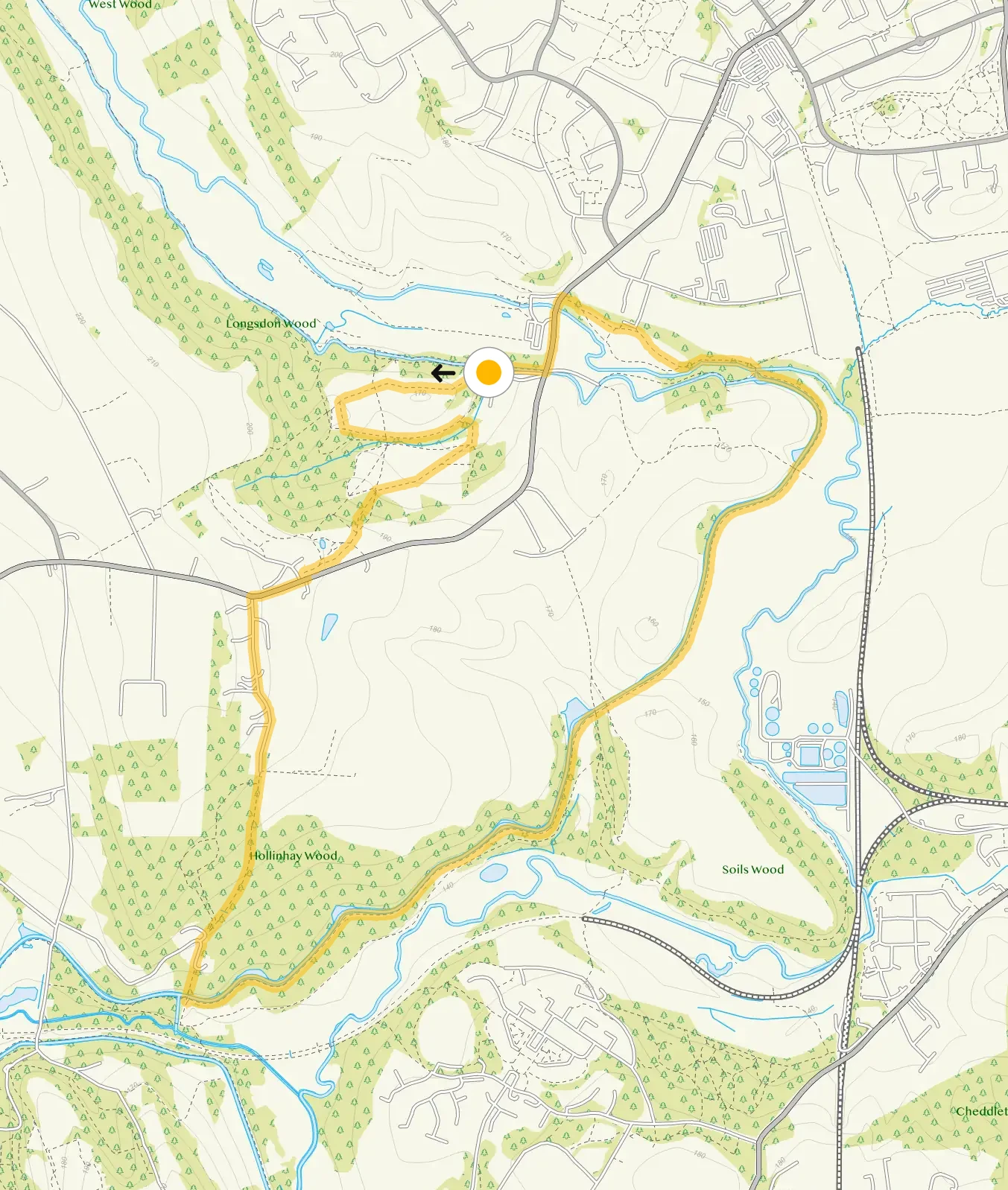 Route map for Leek Walk 3, a 3.5 mile circular walk in Staffordshire