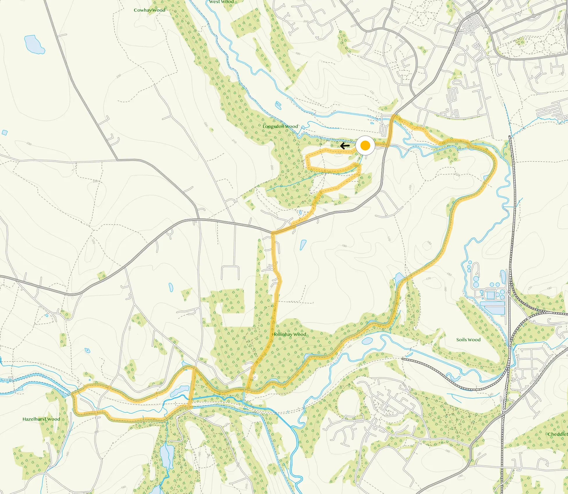 Route map for Leek Walk 4, a 5.25 mile circular walk in Staffordshire