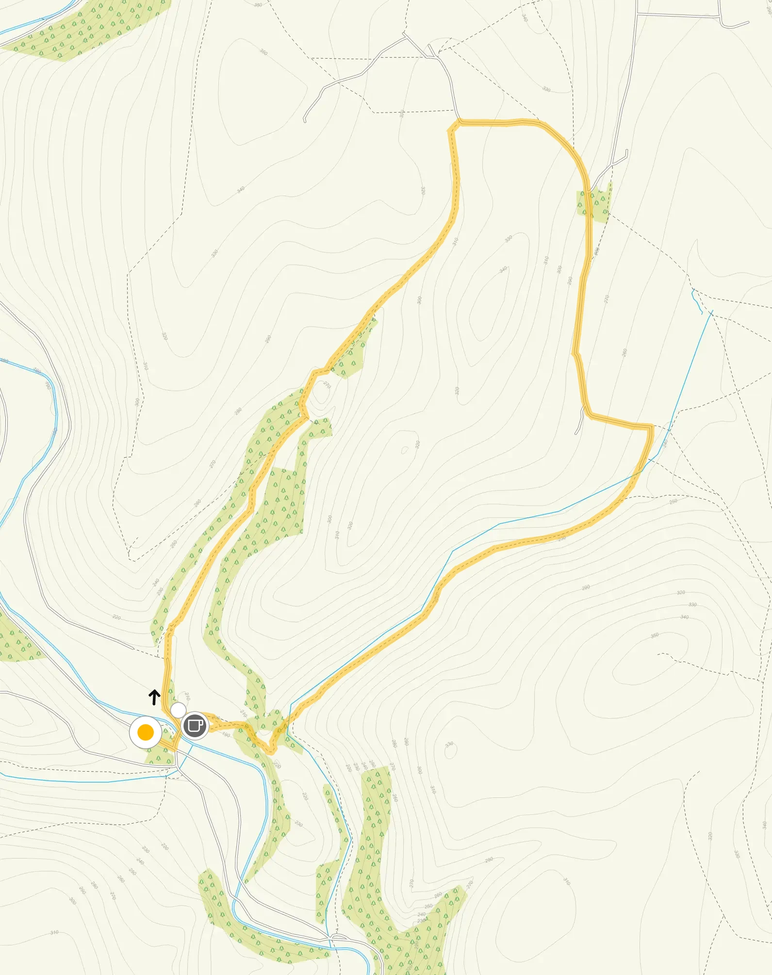 Route map for Wetton Mill Walk 1, a 2.5 mile circular walk in Staffordshire