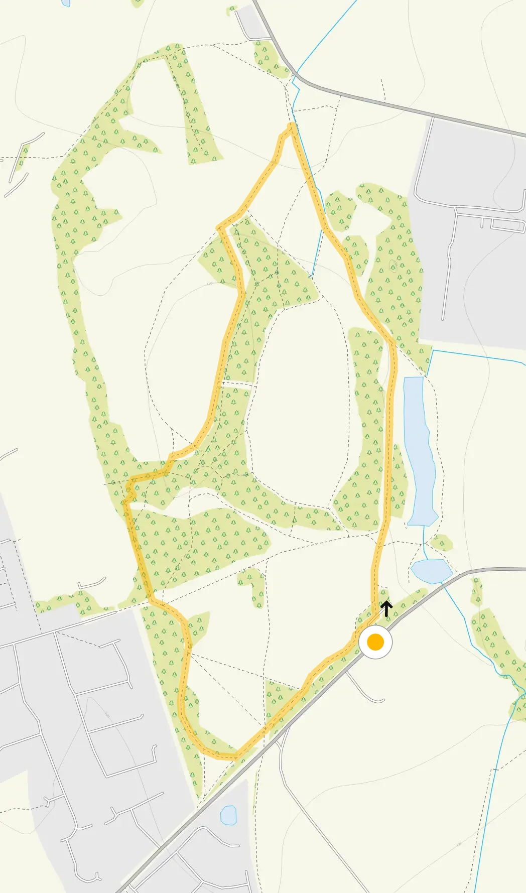 Route map for Grassmoor Walk 1, a 1.5 mile circular walk in Derbyshire