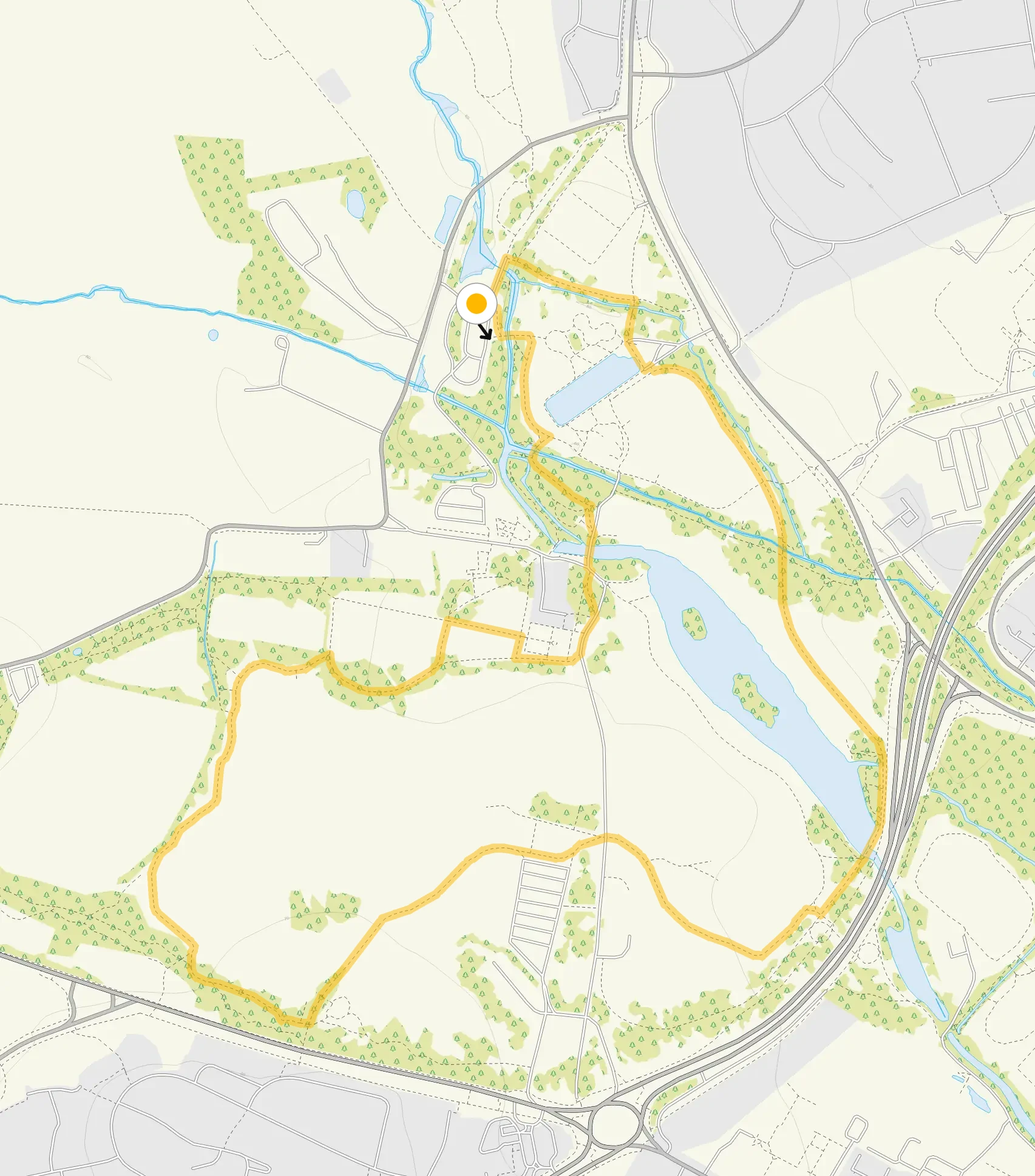 Route map for Markeaton Walk 2, a 2.5 mile circular walk in Derbyshire