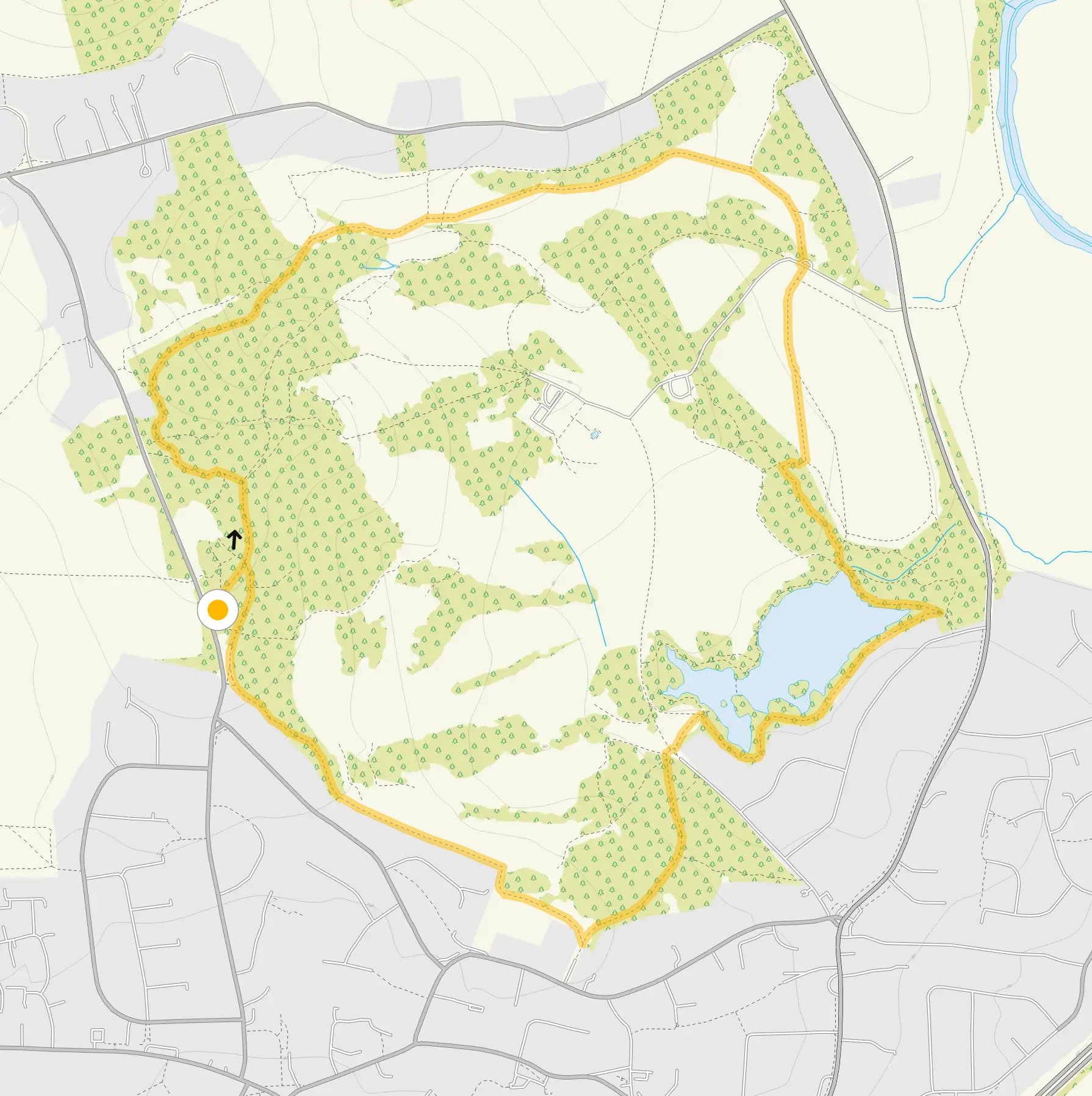 Route map for Allestree Park Walk 1, a 2.75 mile circular walk in Derbyshire