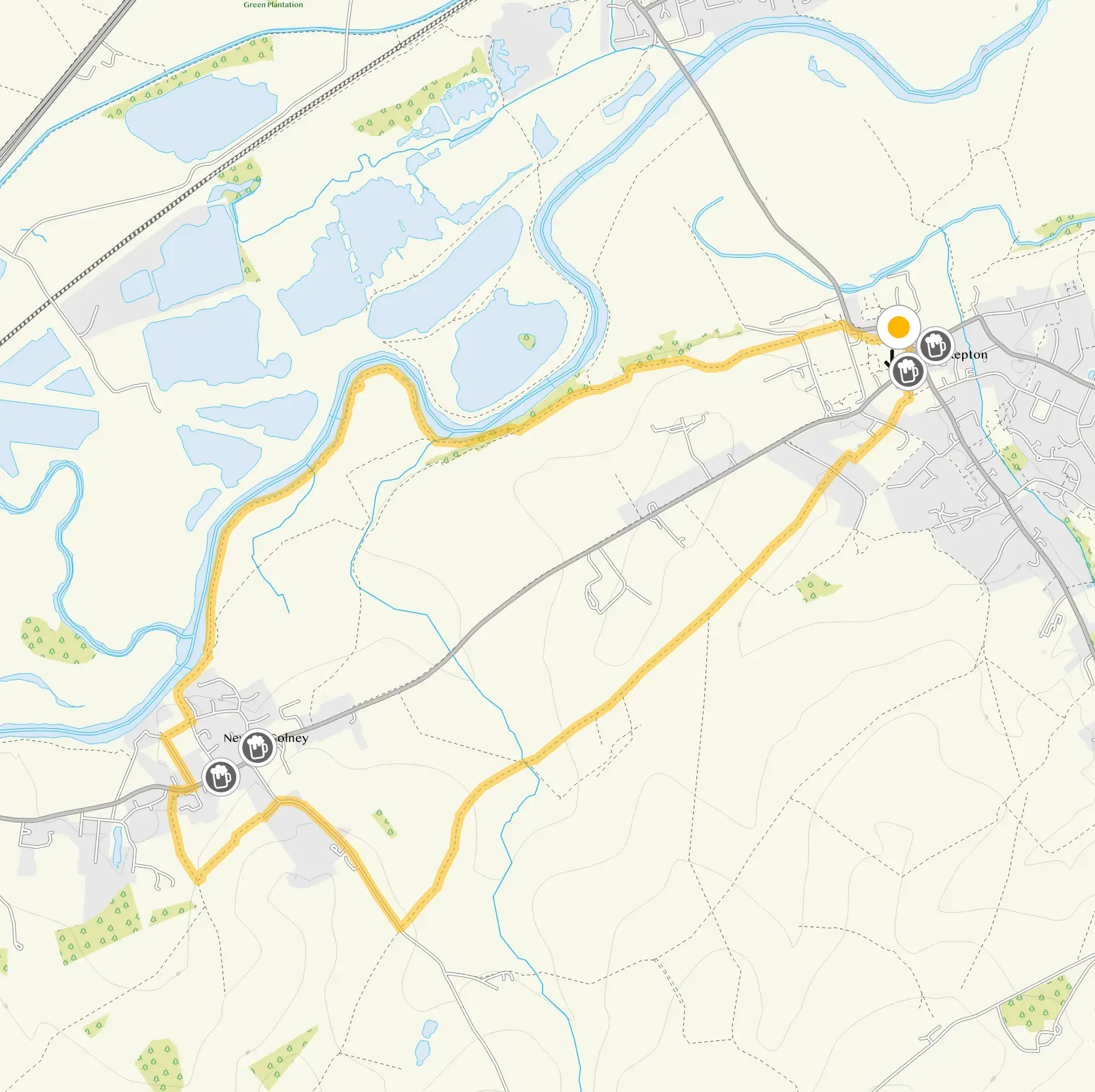 Route map for Repton Walk 1, a 4.75 mile circular walk in Derbyshire