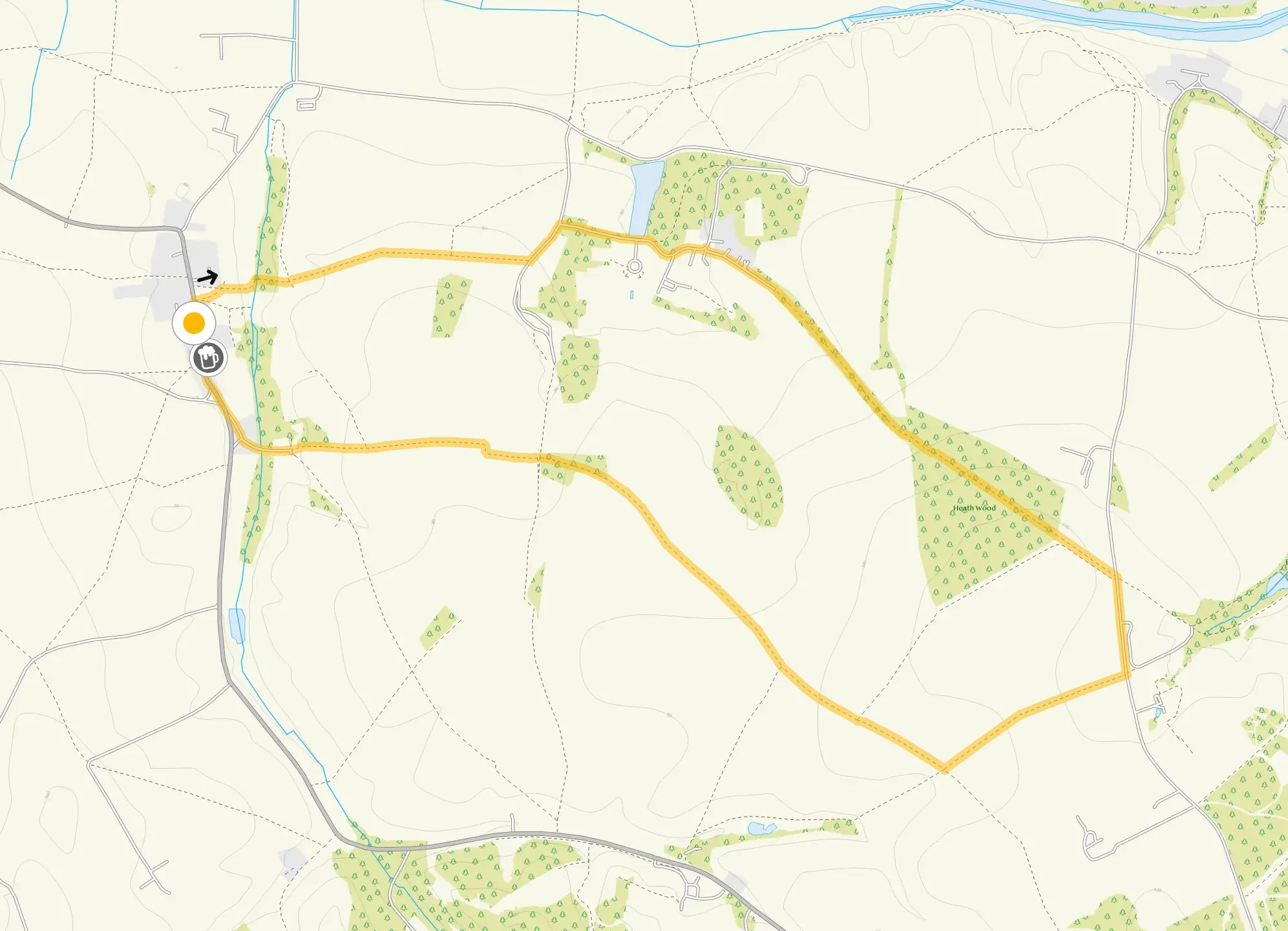 Route map for Milton Walk 2, a 4 mile circular walk in Derbyshire