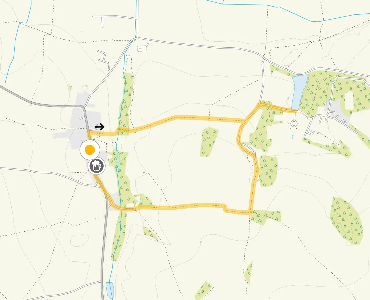 Route map for Milton Walk 1, a 2.25 mile circular walk in Derbyshire