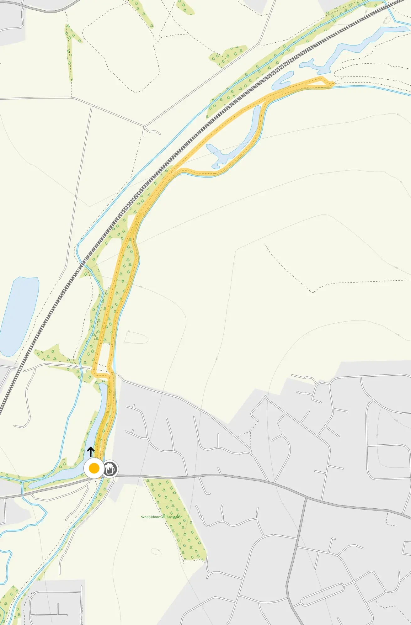 Route map for Bluebank Pools Walk, a 1.75 mile circular walk in Derbyshire