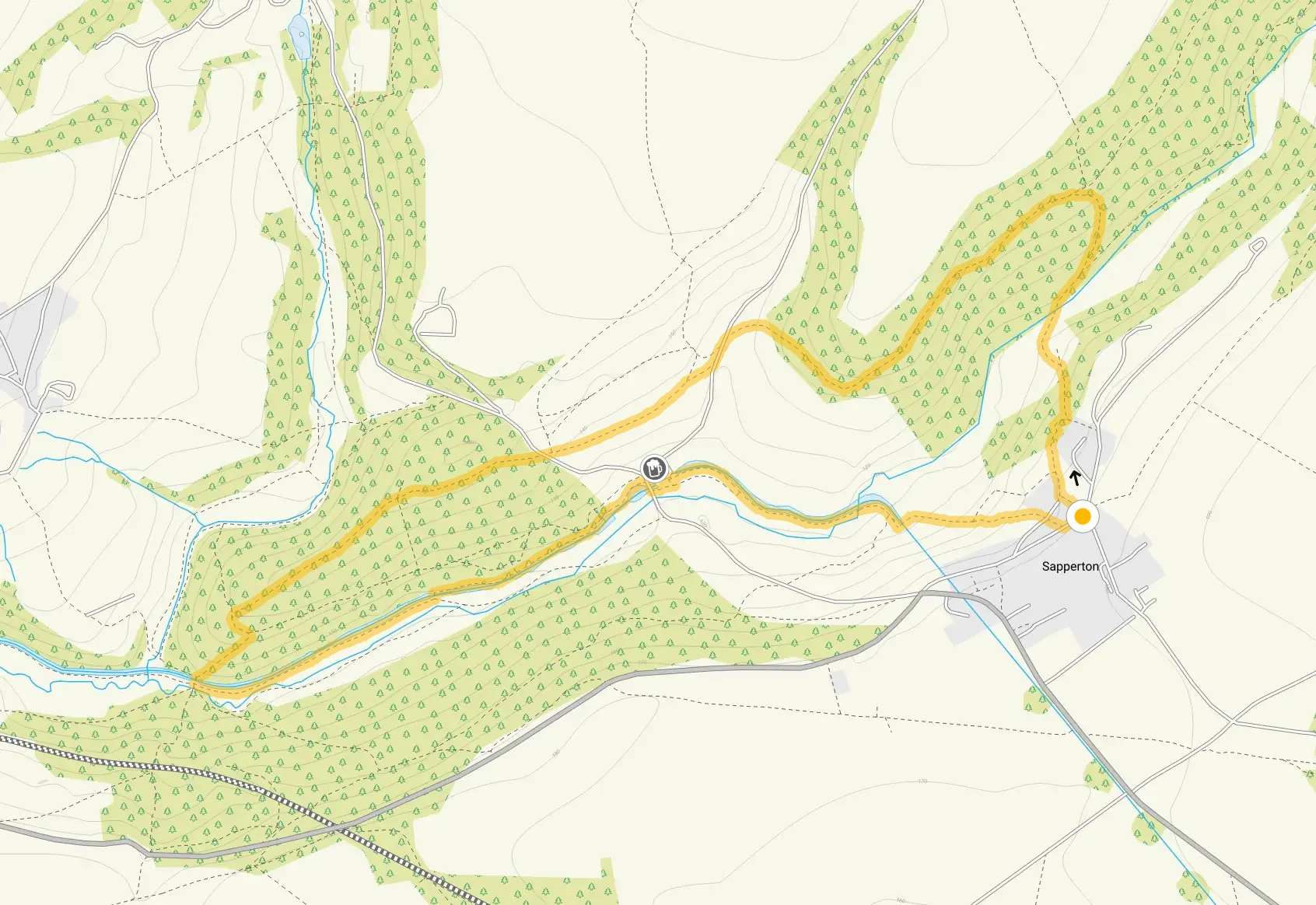 Route map for Sapperton Walk 2, a 3.25 mile circular walk in Gloucestershire