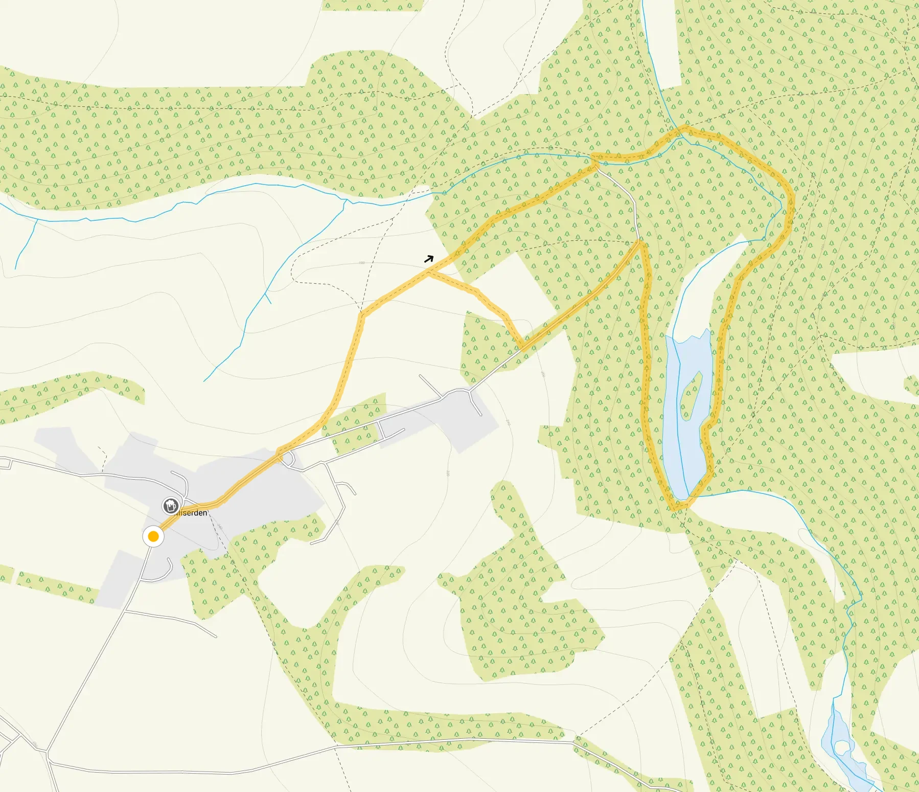 Route map for Miserden Walk, Gloucestershire