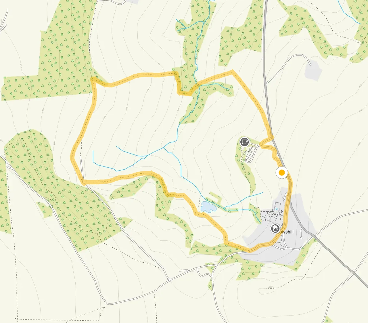Route map for Snowshill Walk 1, a 2 mile circular walk in Gloucestershire