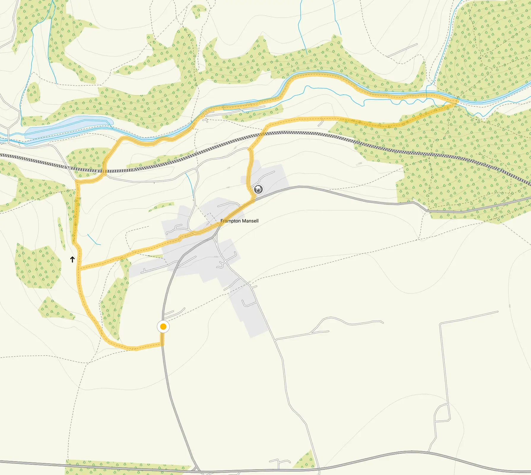 Expanded route map for Frampton Mansell Walk