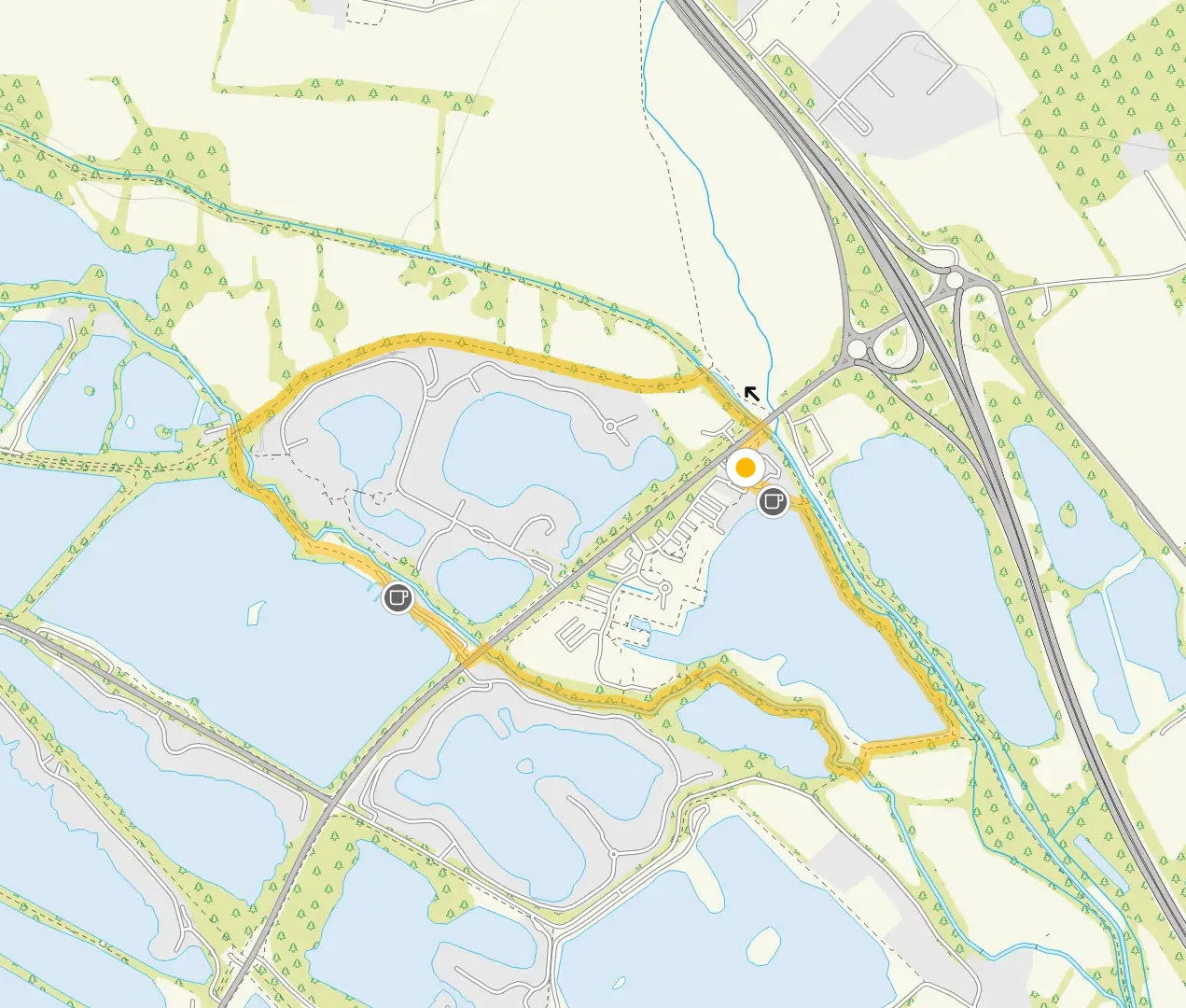 Route map for Cotswold Water Park walk, Gloucestershire