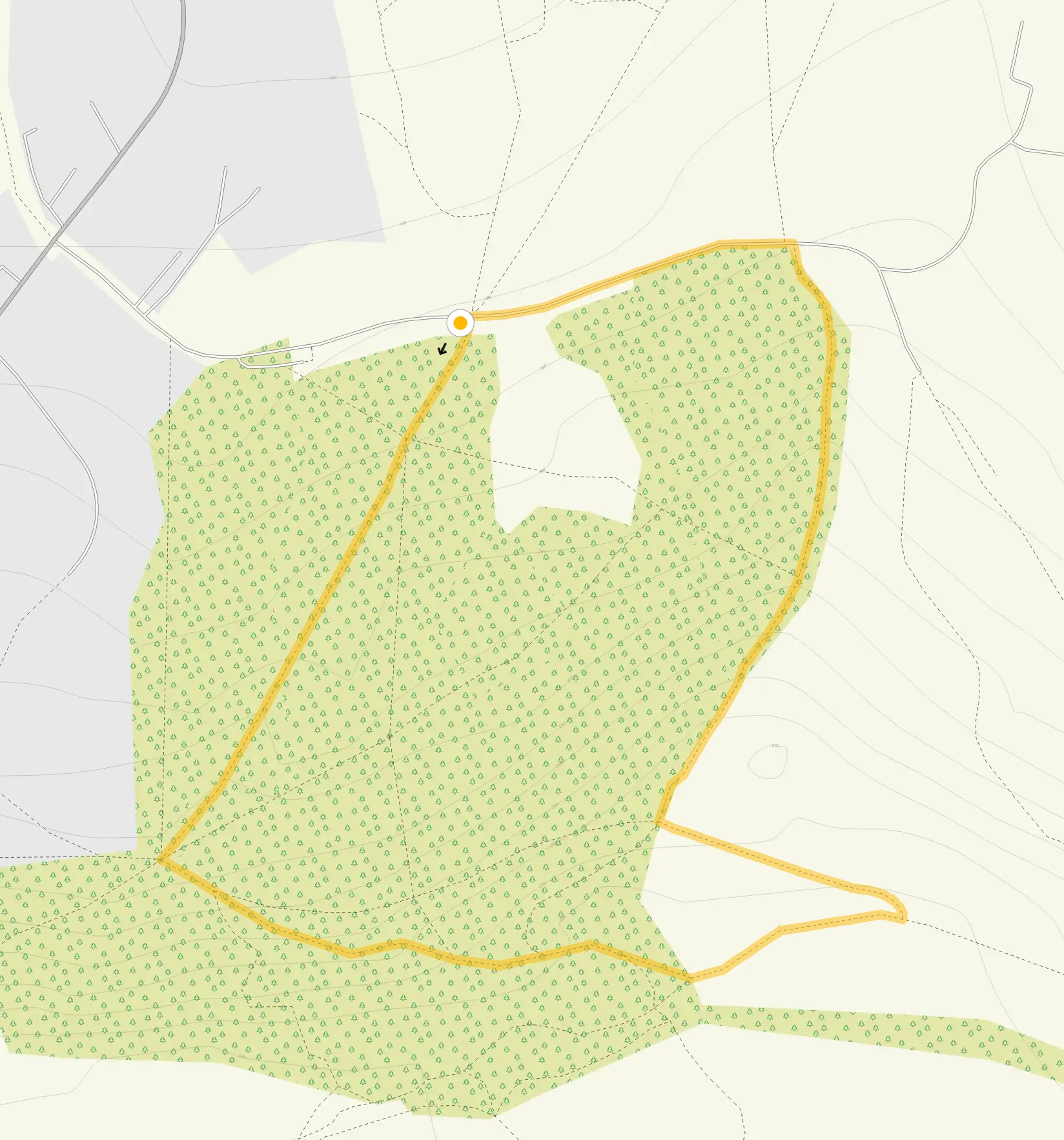 Route map for Leckhampton Hill Walk 1, a 1 mile circular walk in Gloucestershire