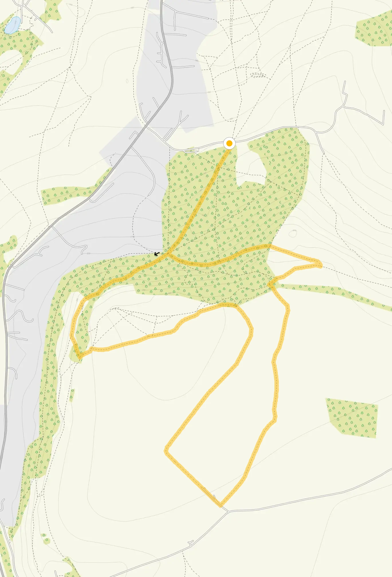 Route map for Leckhampton Hill Walk 2, a 2.25 mile circular walk in Gloucestershire