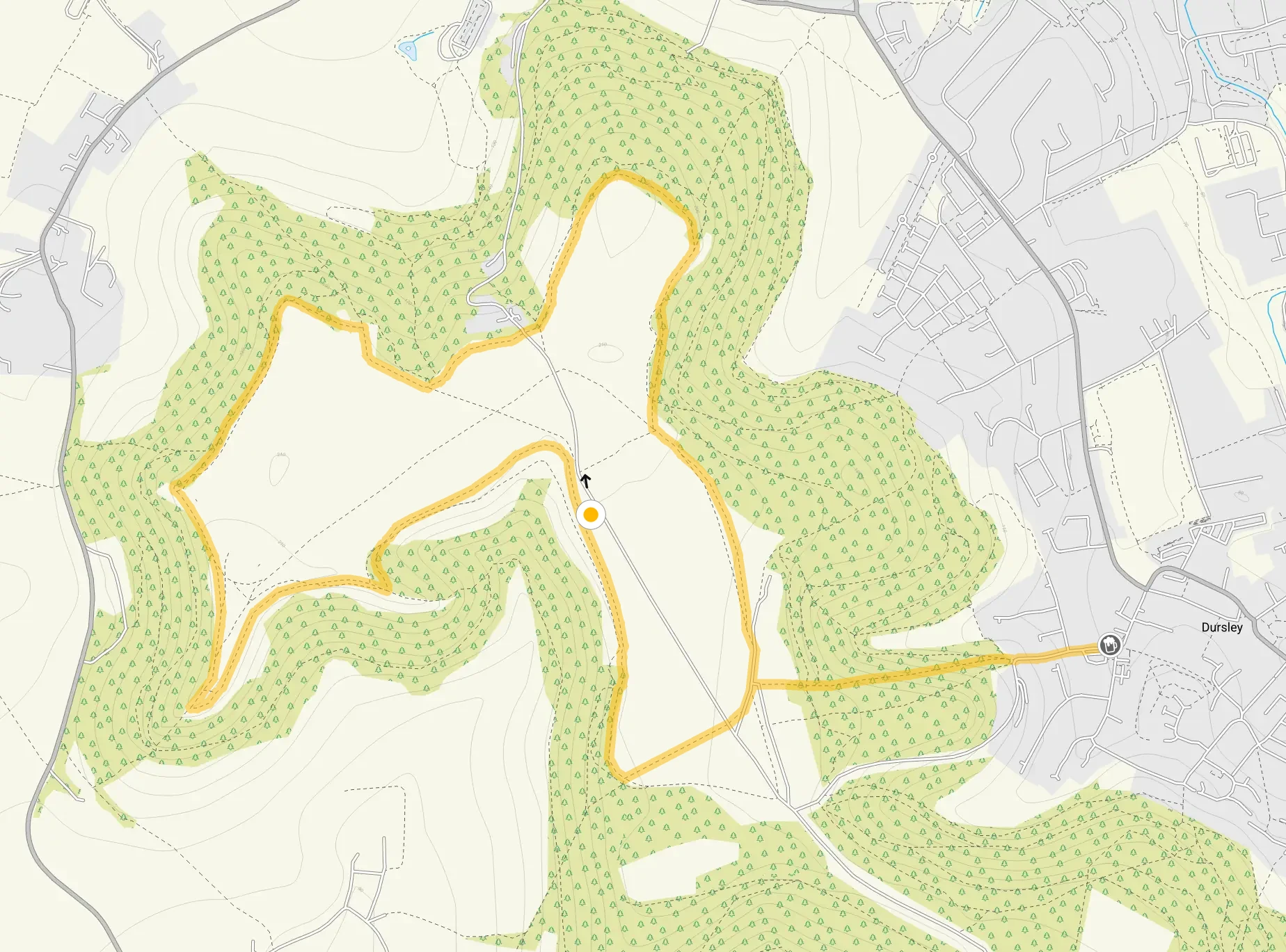 Route map for Dursley Walk, a 3.5 mile circular walk in Gloucestershire