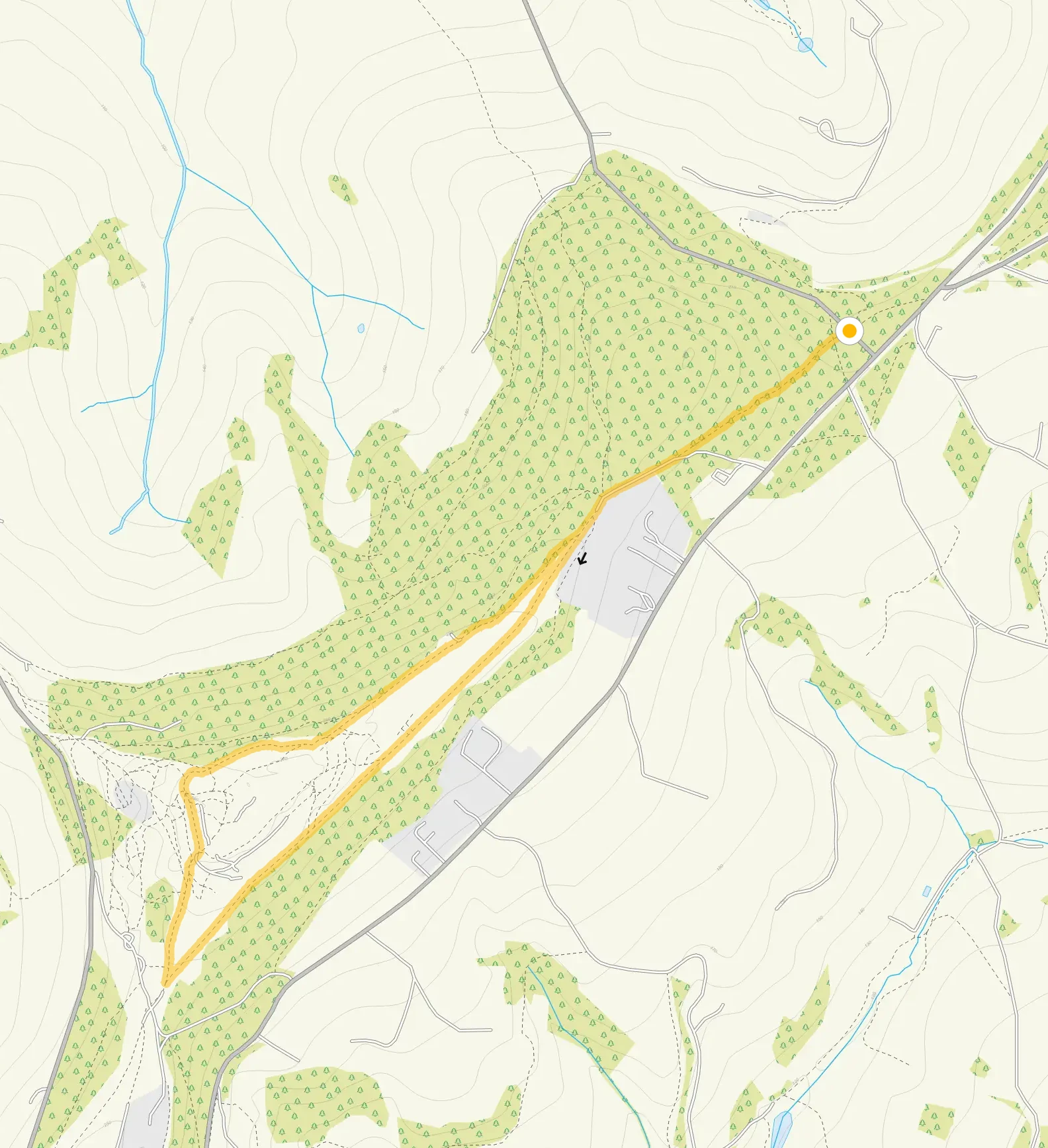 Route map for Painswick Beacon Walk, a 2 mile circular walk in Gloucestershire