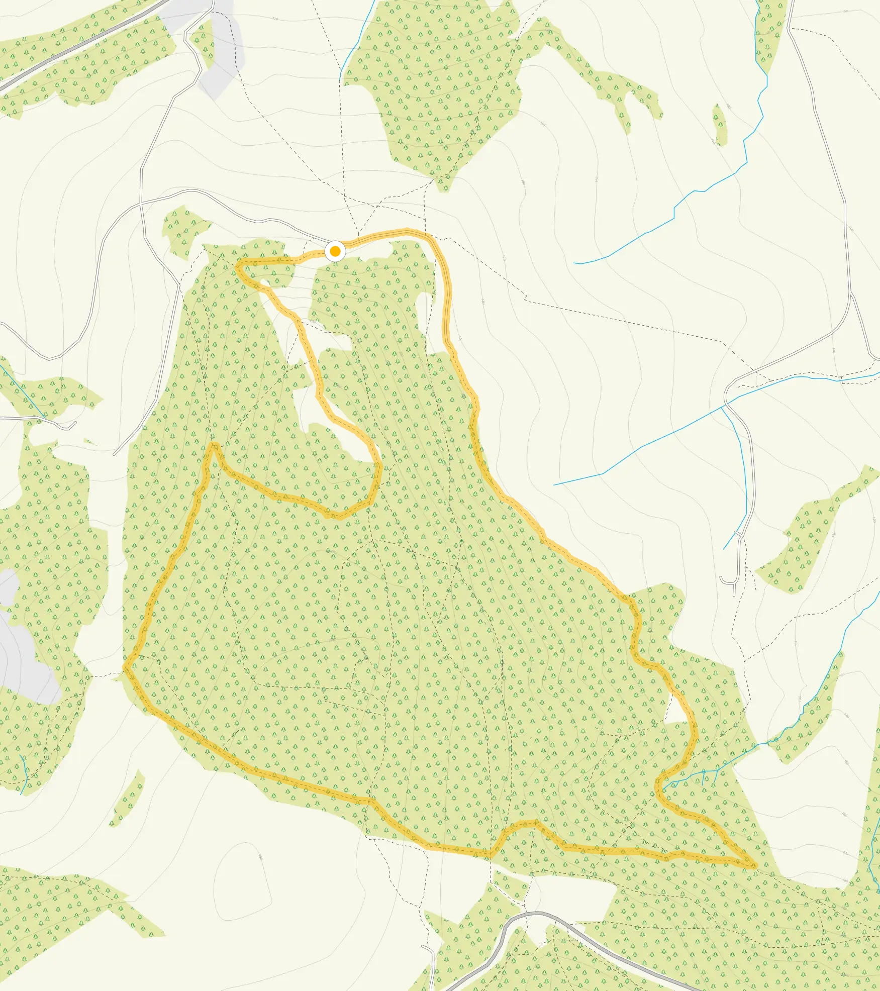 Route map for Coopers Hill Walk, a 2.25 mile circular walk in Gloucestershire