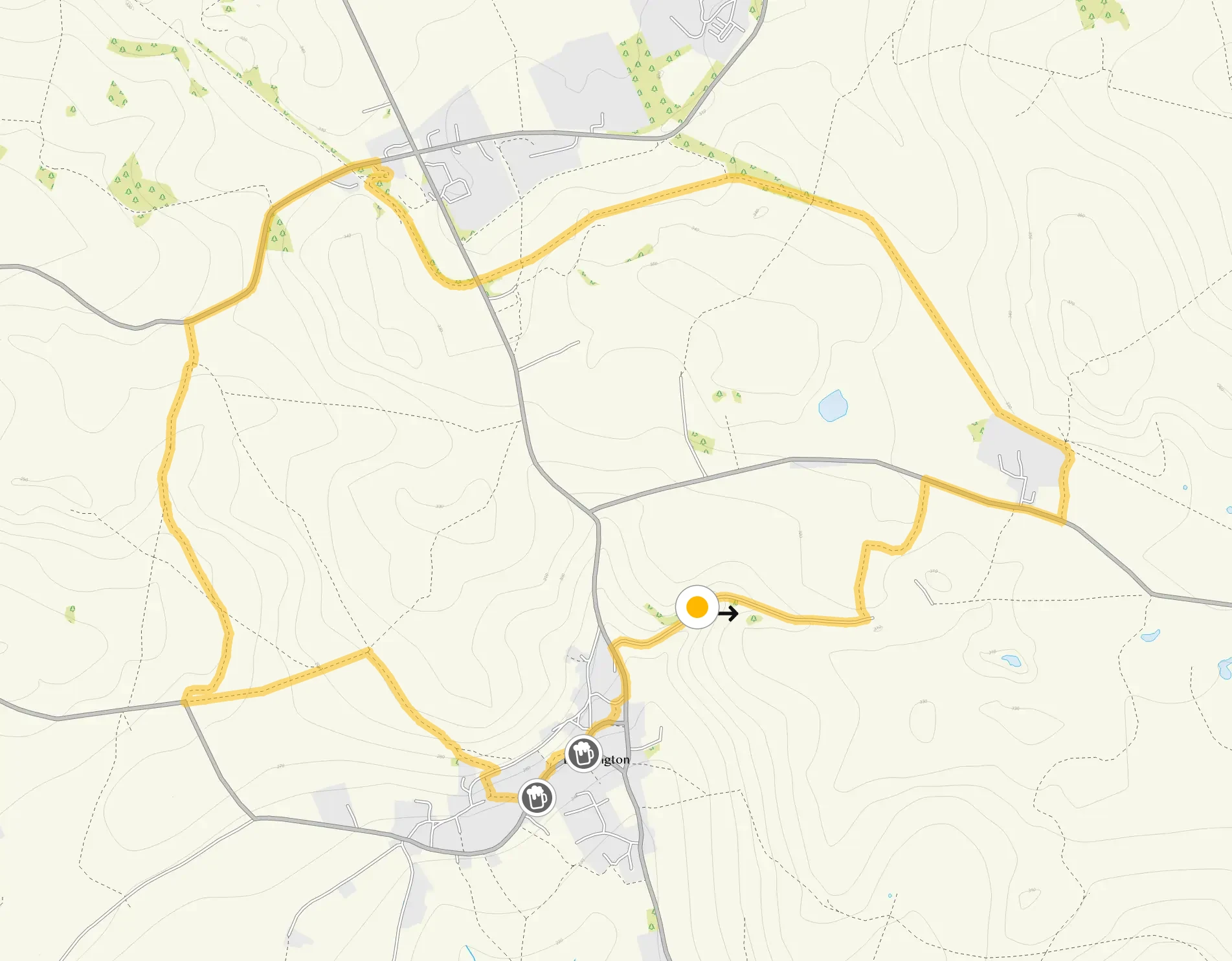 Route map for Brassington Walk 2, a 4.25 mile circular walk in Derbyshire