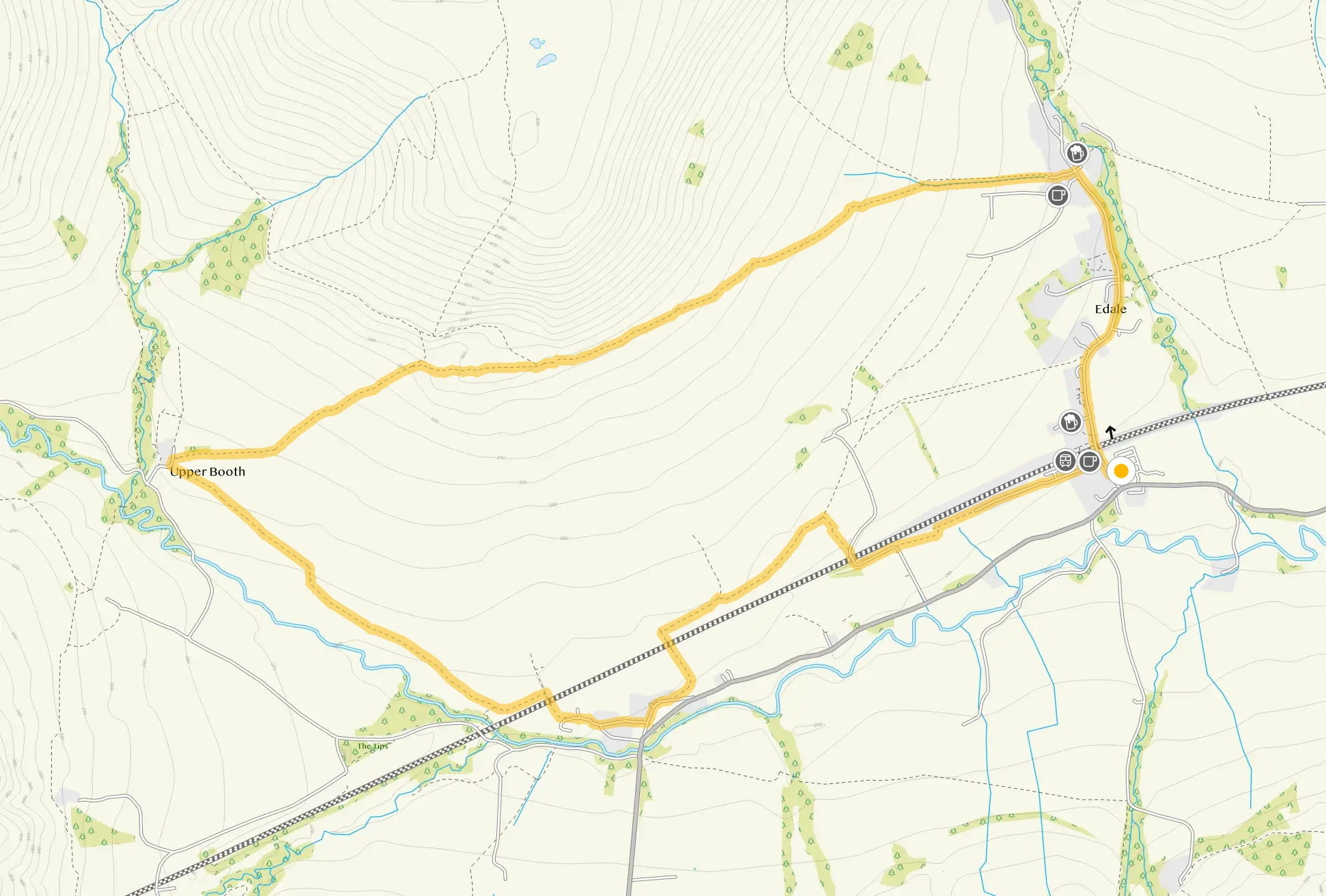 Route map for Edale Walk 1, a 3.5 mile circular walk in Derbyshire