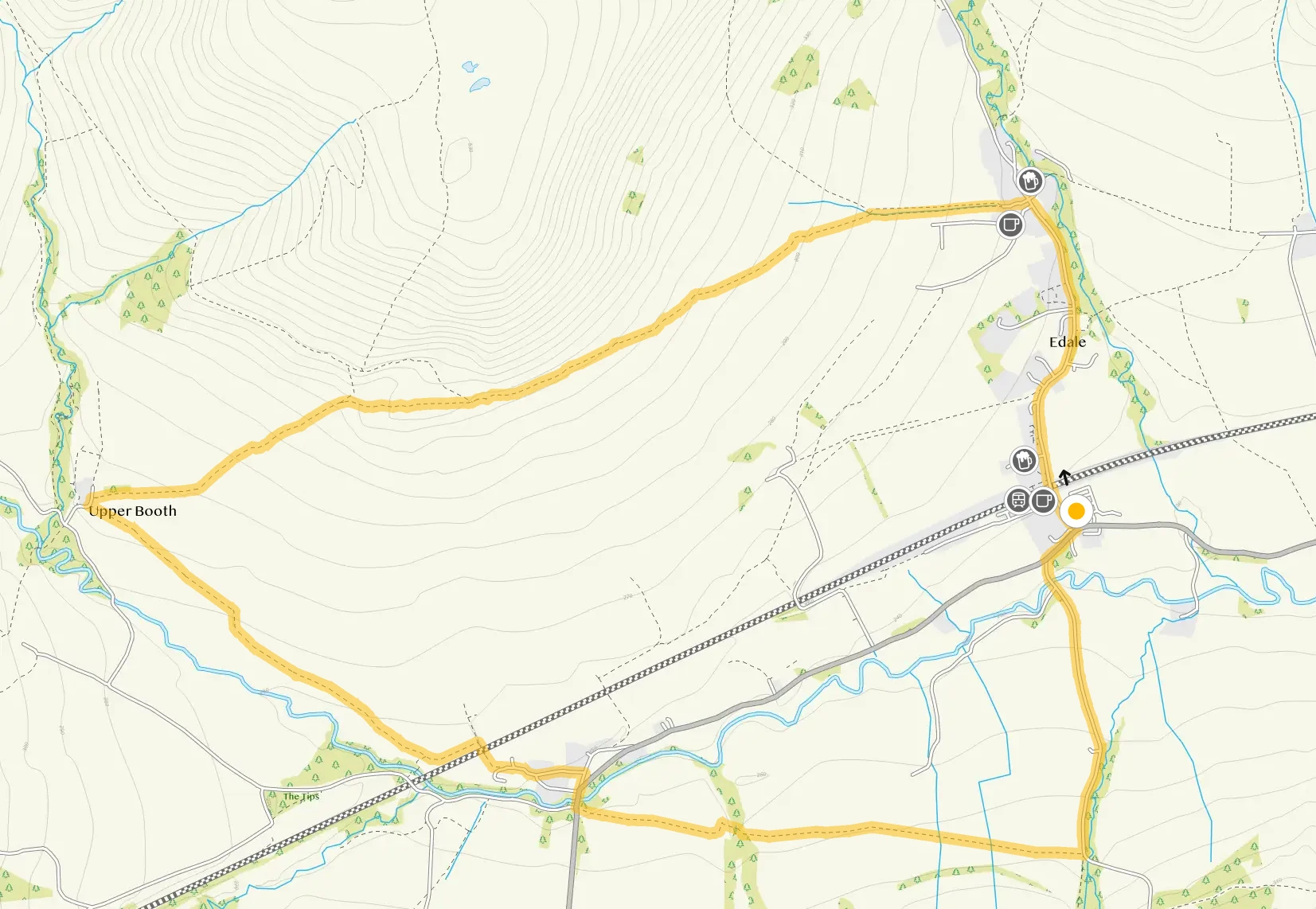 Route map for Edale Walk 2, a 3.75 mile circular walk in Derbyshire
