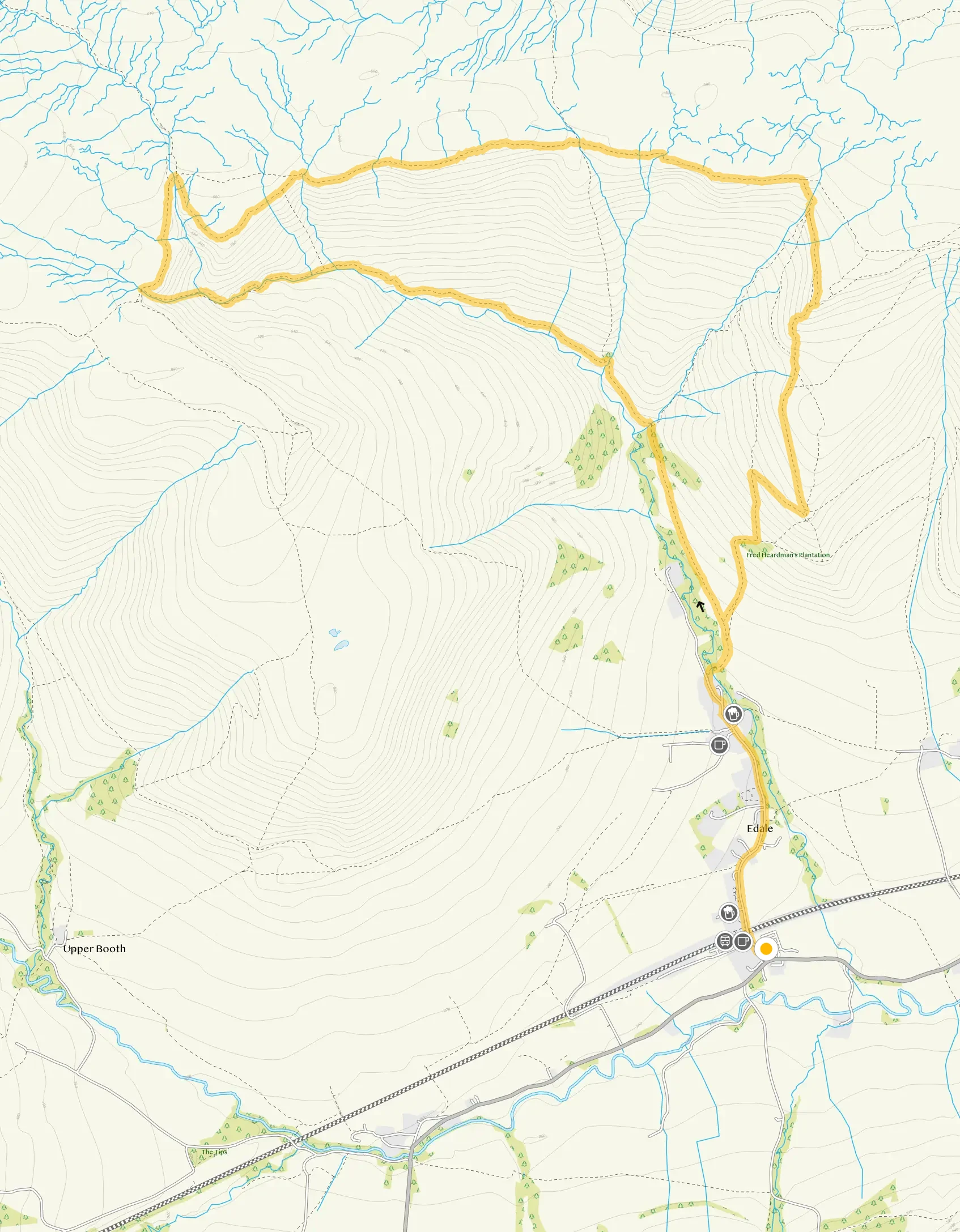 Route map for Edale Walk 3, a 5.5 mile circular walk in Derbyshire
