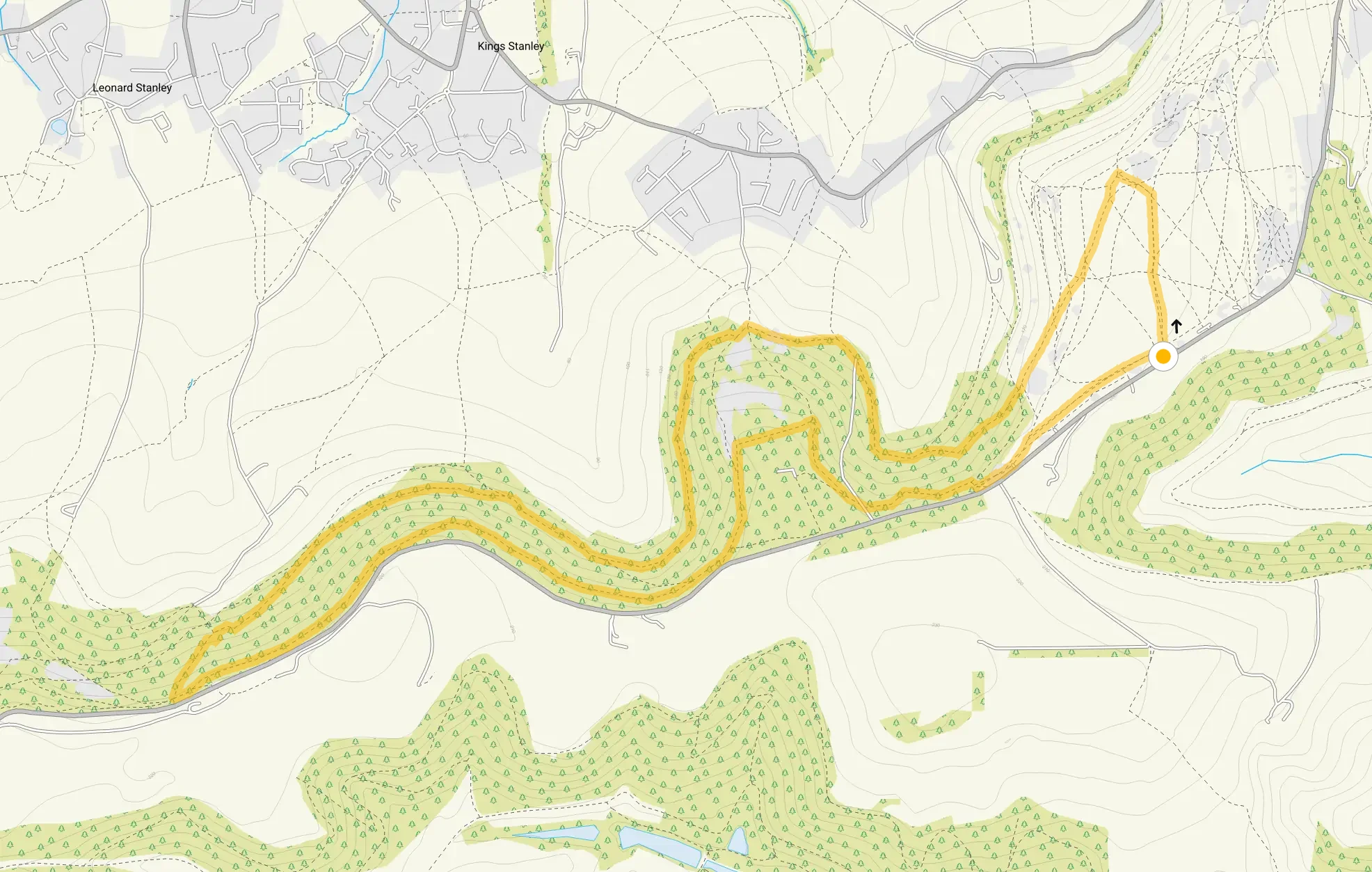 Route map for Selsley Common longer walk, a 4.5 mile circular walk in Gloucestershire