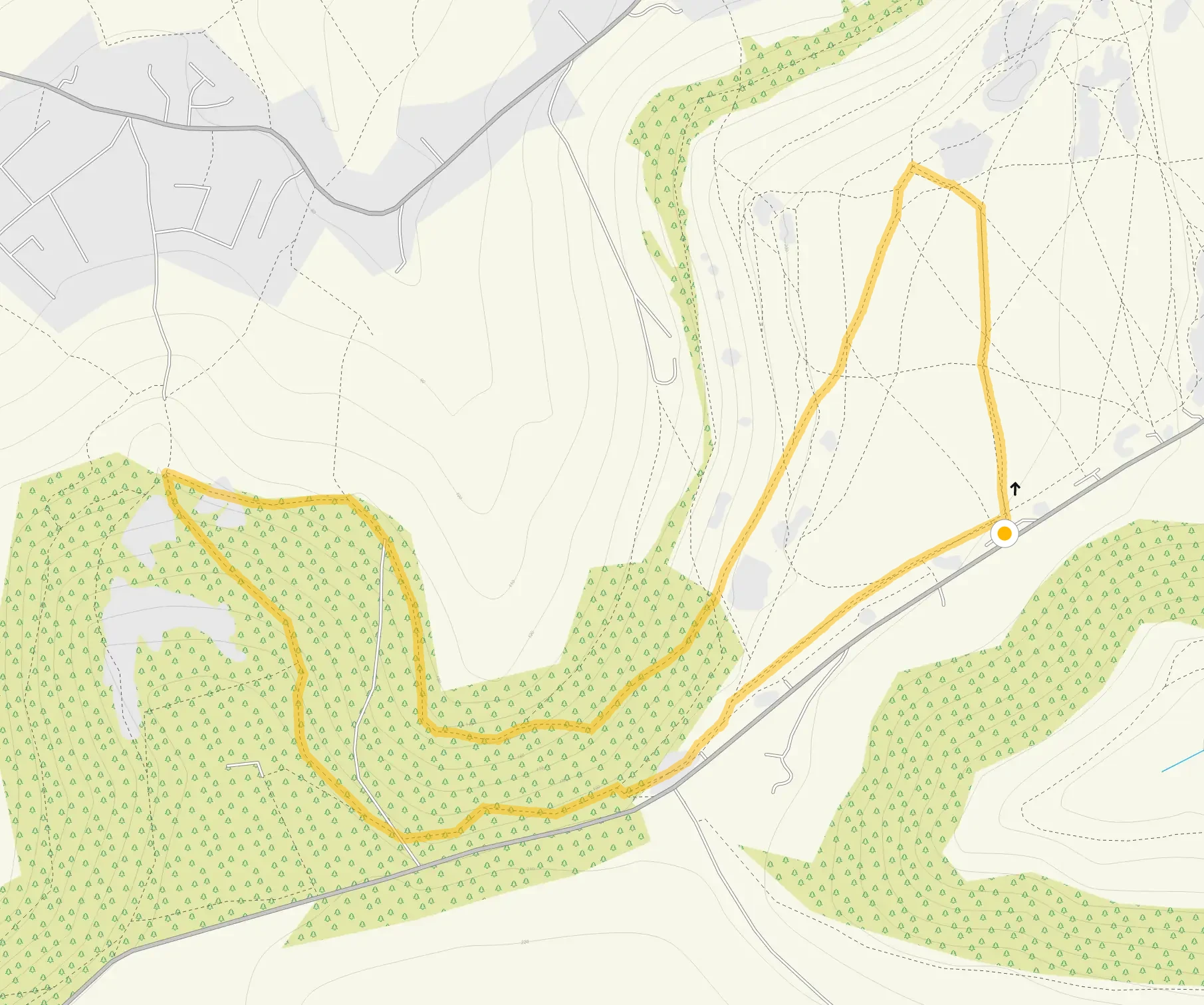Route map for Selsley Common short walk, a 2.25 mile circular walk in Gloucestershire