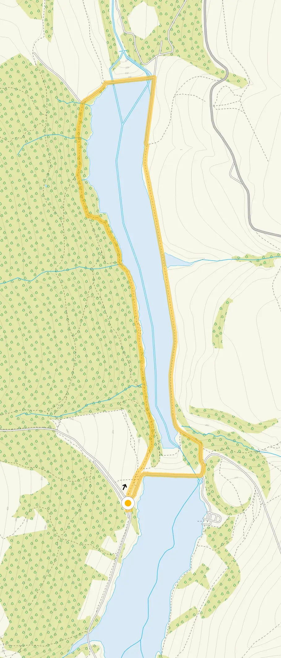 Route map for Fernilee Reservoir walk, a 3.25 mile circular walk in Derbyshire