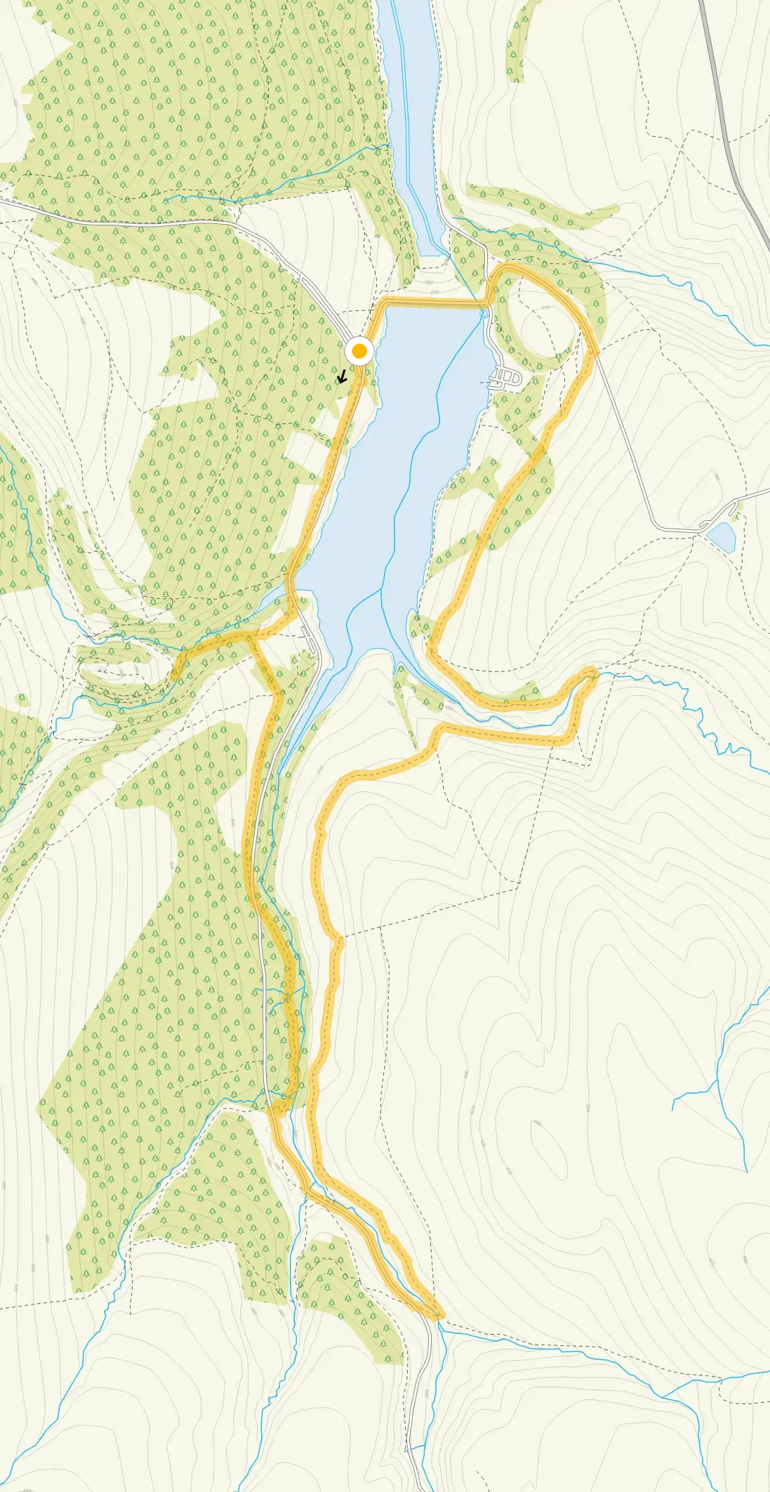 Route map for Errwood Reservoir walk, a 5.5 mile circular walk in Derbyshire