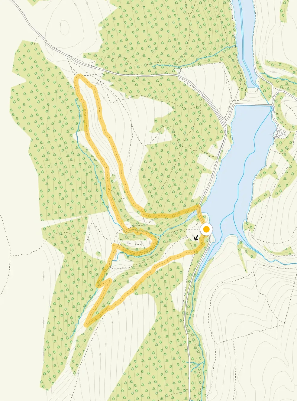 Route map for Goyt Valley and Foxlow Edge walk, a 5.5 mile circular walk in Derbyshire