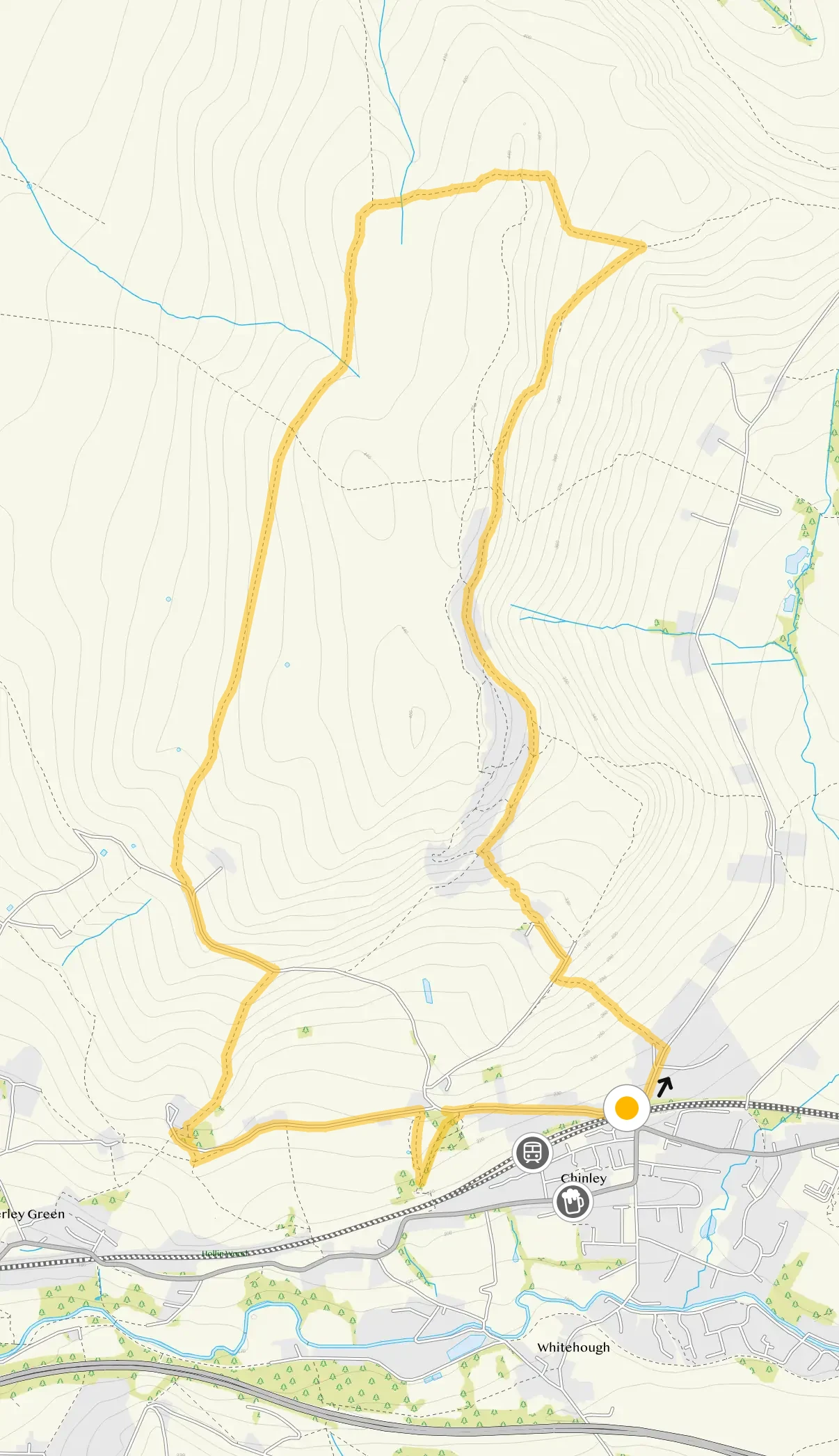 Route map for Chinley Walk 1, a 4.5 mile circular walk in Derbyshire