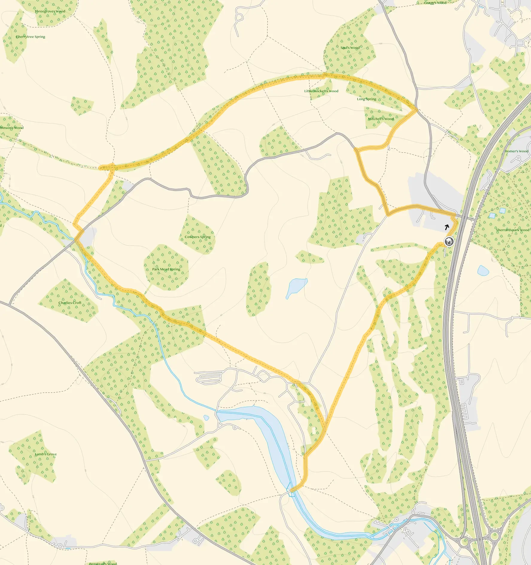 Route map for Waggoners Pub Walk, a 4.25 mile circular walk in Hertfordshire