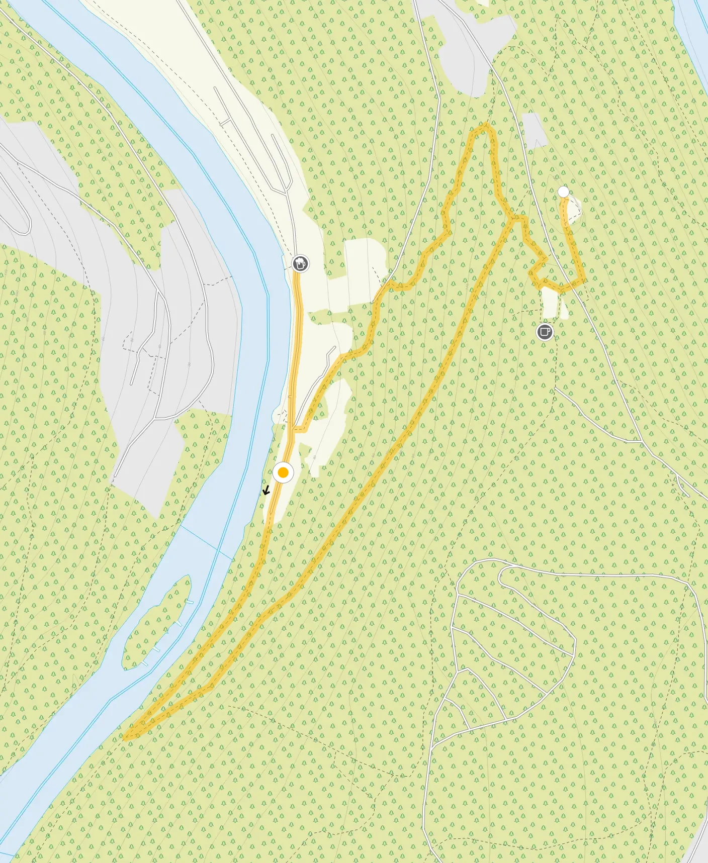Route map for Symonds Yat Walk 2, a 1.25 mile circular walk in Gloucestershire
