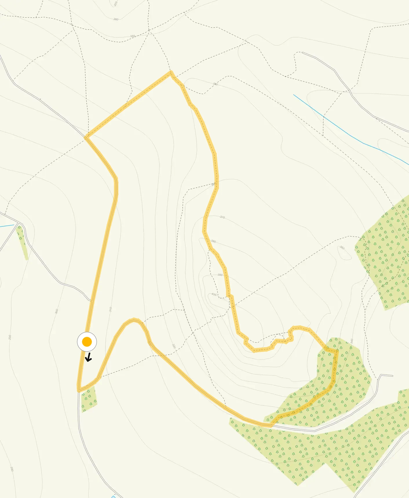 Route map for Hen Cloud Walk, a 1.25 mile circular walk in Staffordshire