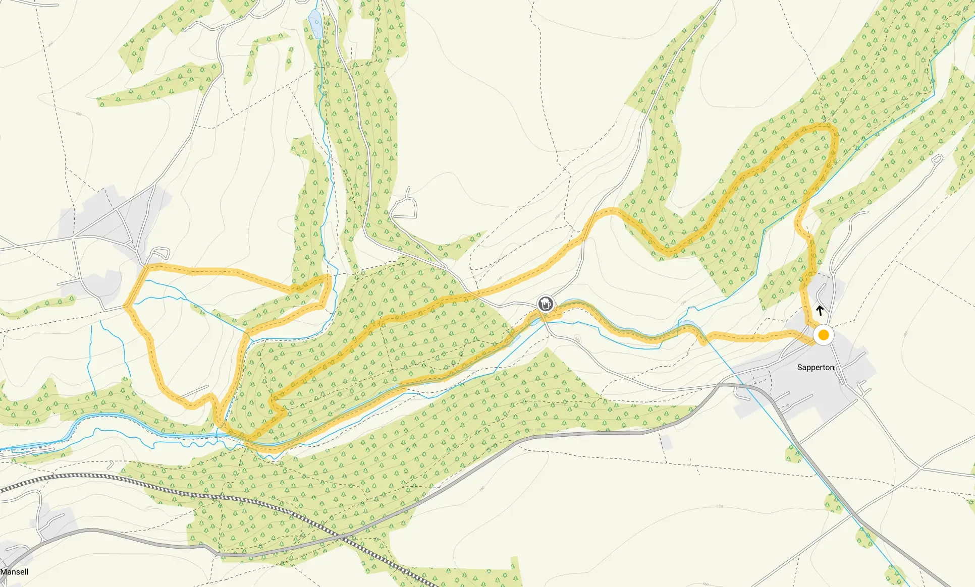 Route map for Sapperton Walk 3, a 4.75 mile circular walk in Gloucestershire