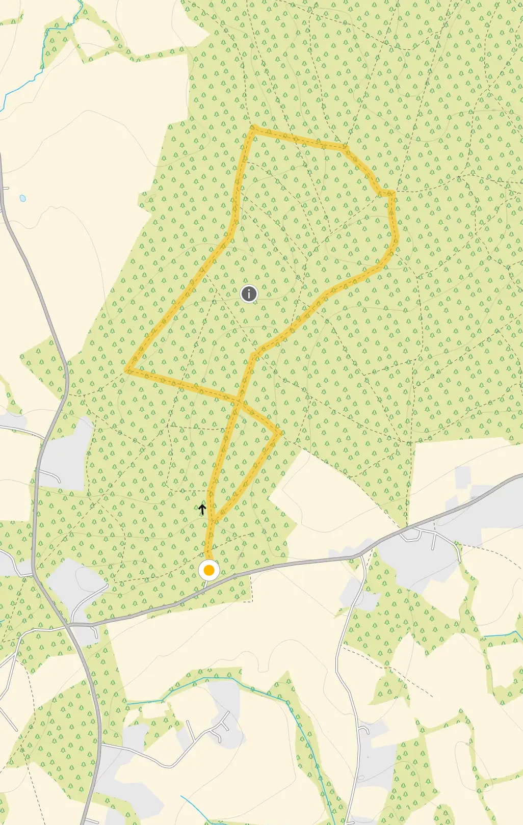 Route map for Hemsted Forest Walk 1, a 2.25 mile circular walk in Kent