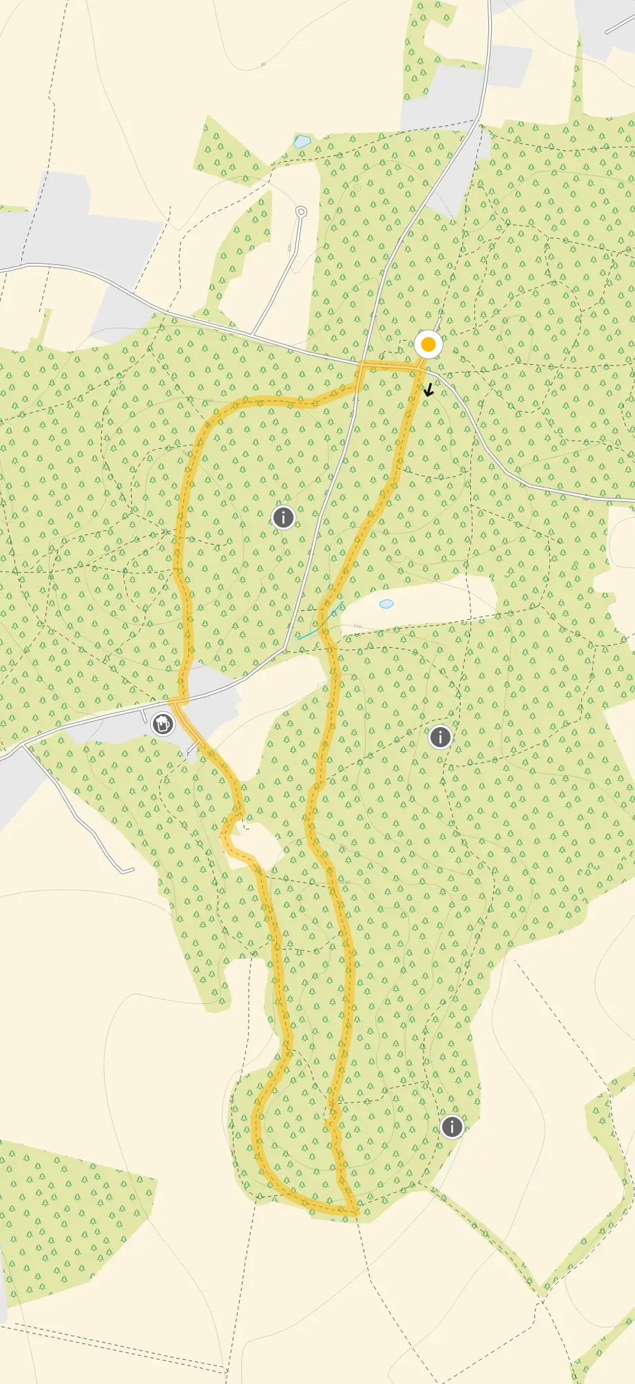 Route map for Perry Wood Walk 1, a 1.5 mile circular walk in Kent