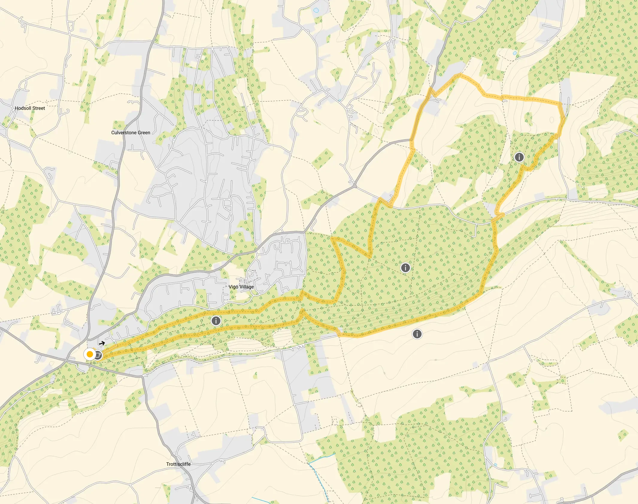 Route map for Trosley Country Park Walk 2, a 7 mile circular walk in Kent