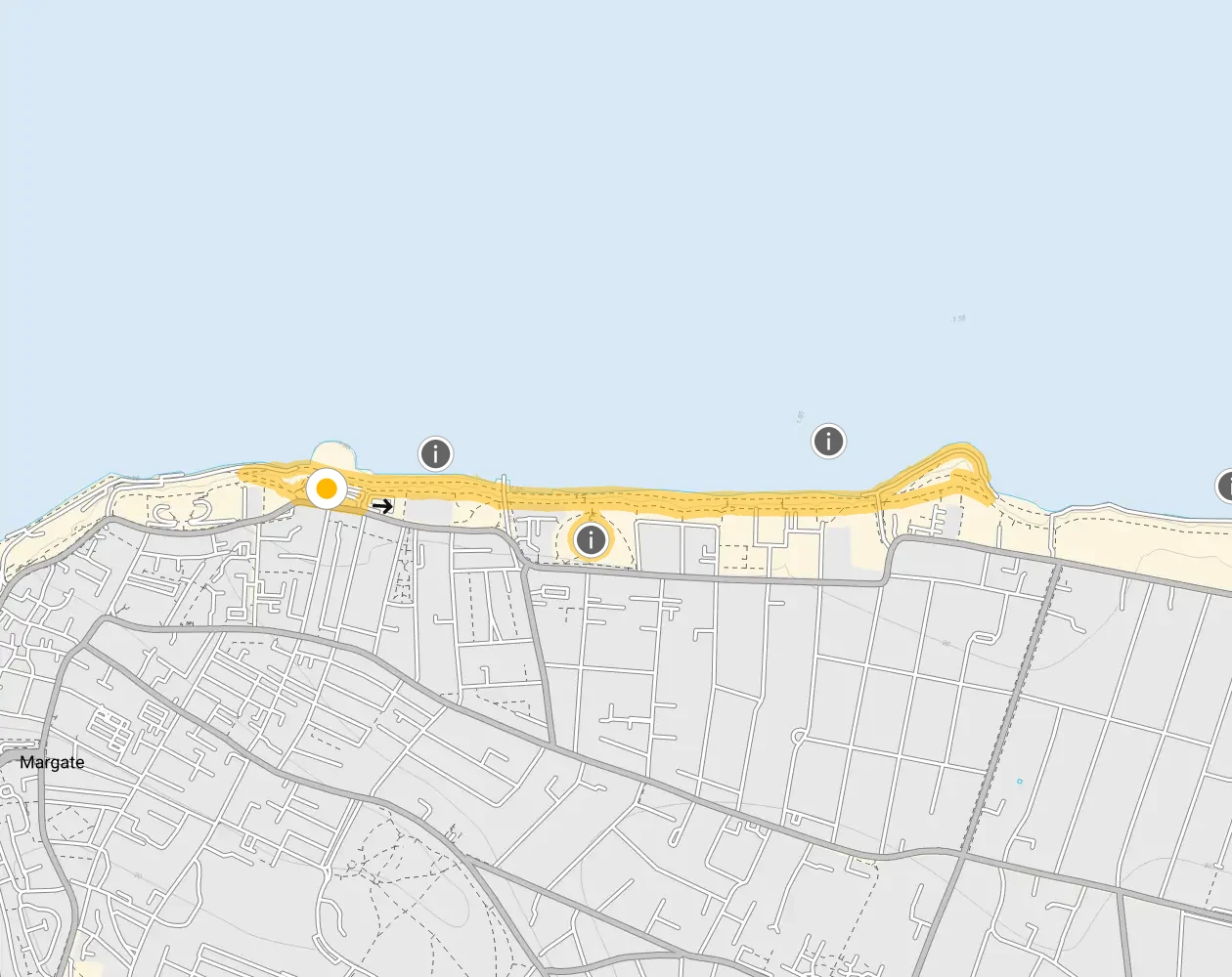 Route map for Margate East Walk 1, a 2.25 mile circular walk in Kent