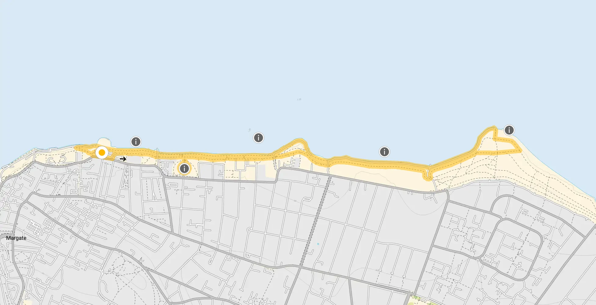 Route map for Margate East Walk 2, a 4 mile circular walk in Kent
