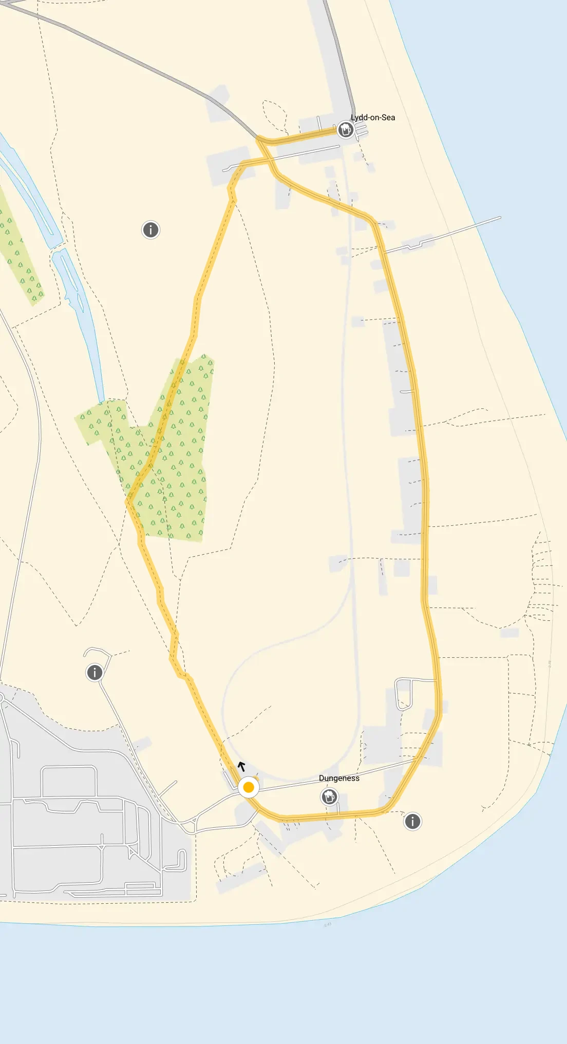 Route map for Dungeness Walk 1, a 3 mile circular walk in Kent