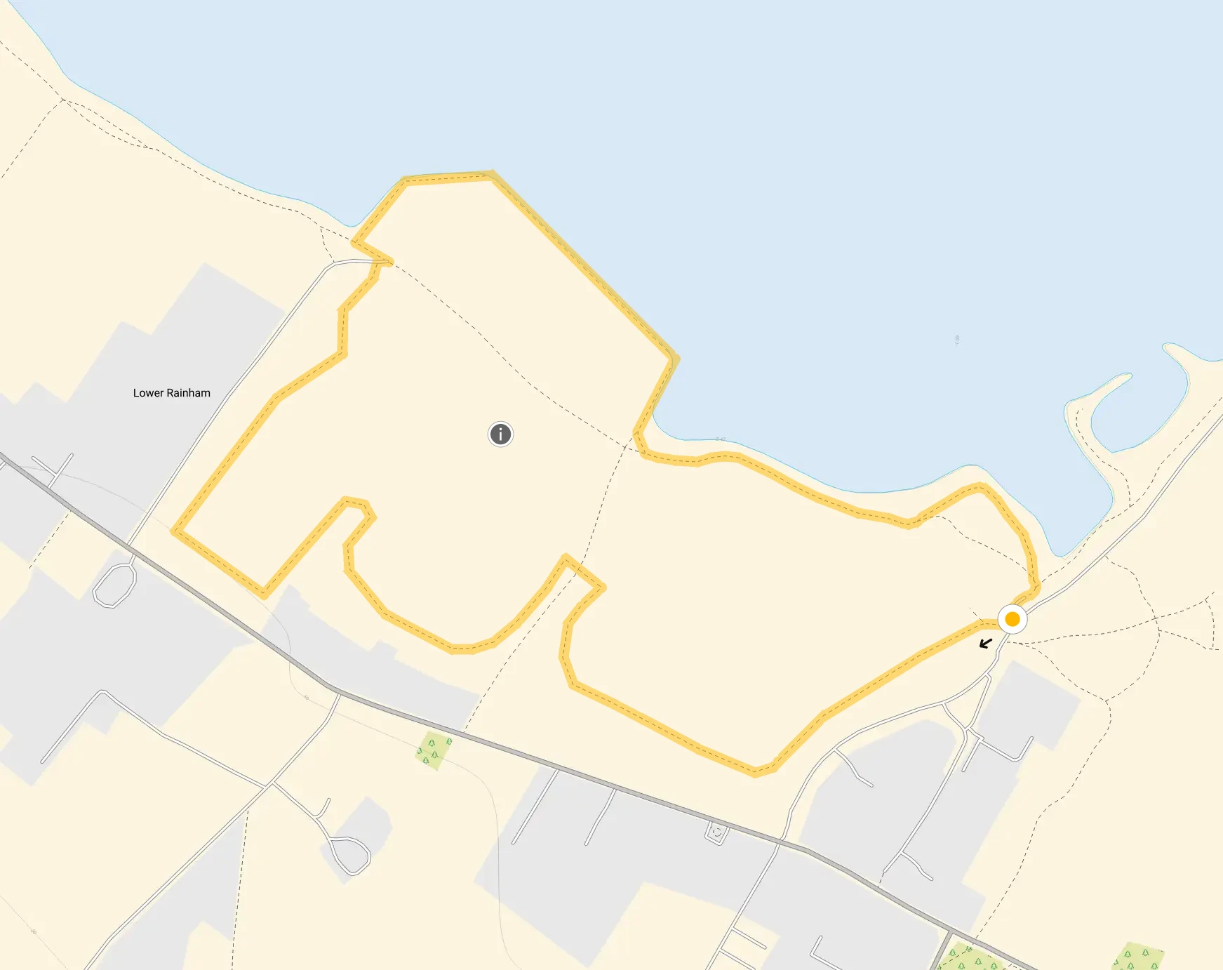 Route map for Rainham Dock Walk 1, a 1.25 mile circular walk in Kent