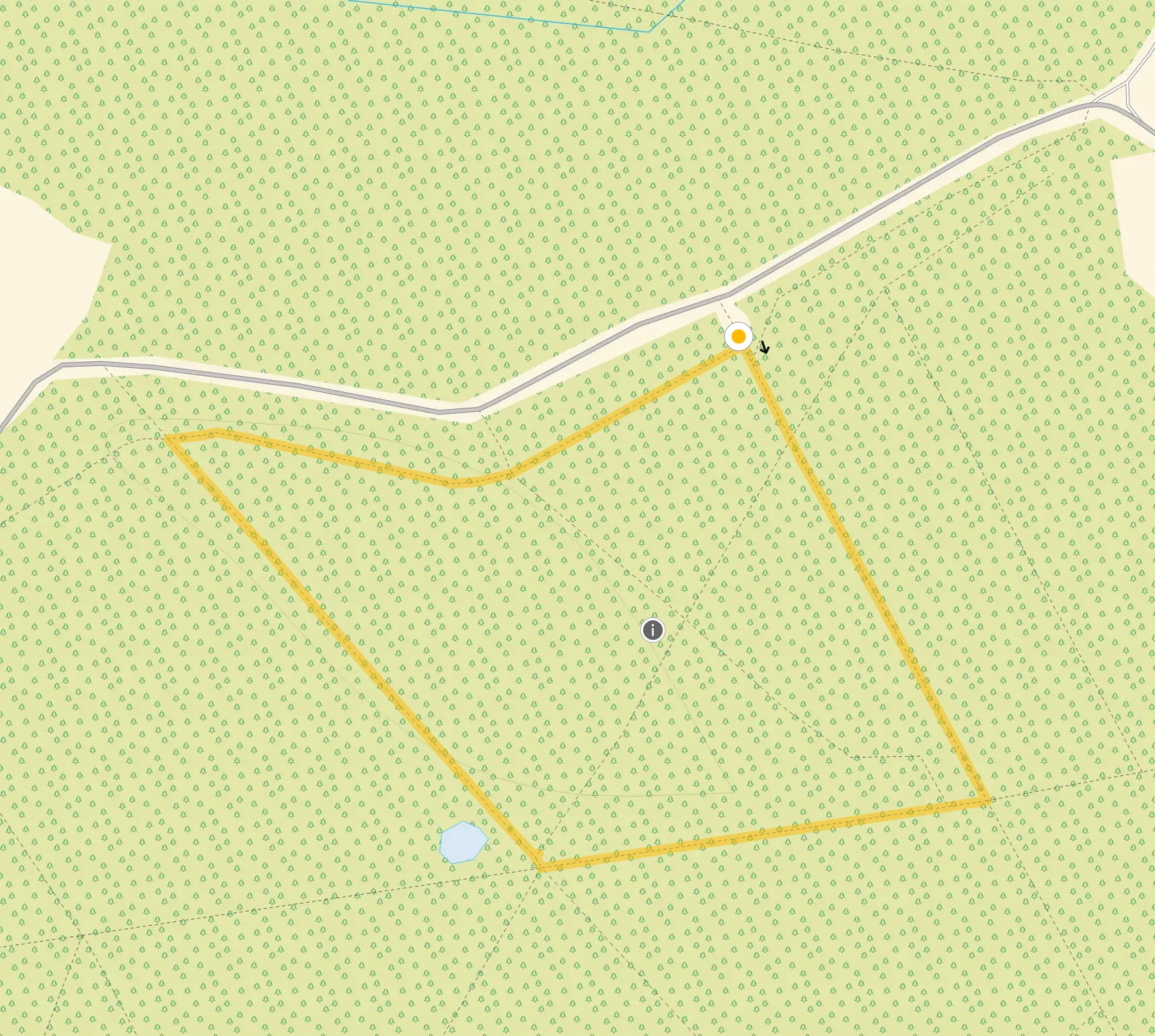 Route map for Dering Woods Walk 1, a 1 mile circular walk in Kent