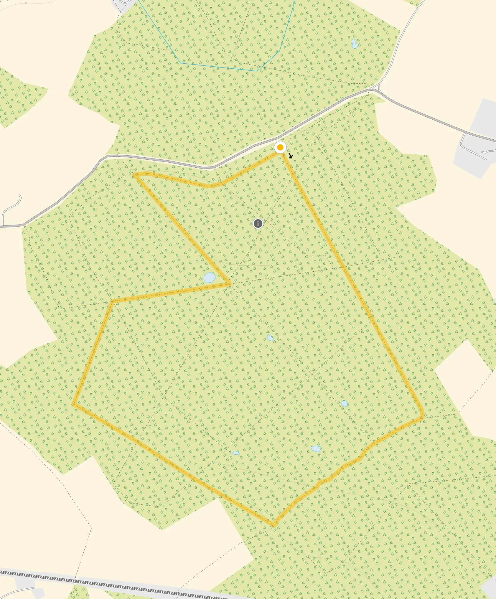 Route map for Dering Woods Walk 2, a 2.25 mile circular walk in Kent