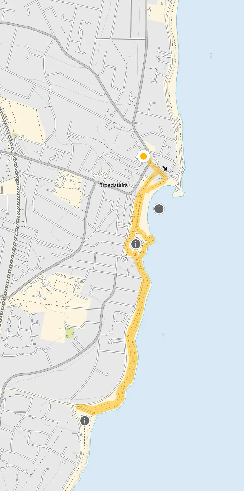 Route map for Broadstairs Walk 1, a 2 mile circular walk in Kent