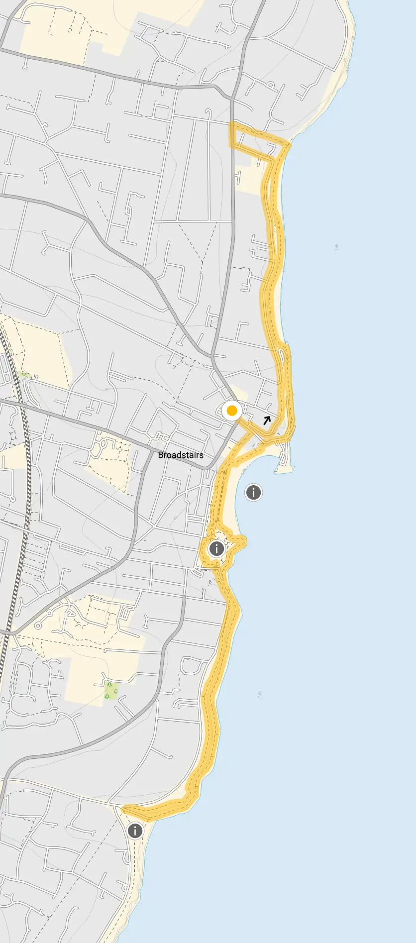 Route map for Broadstairs Walk 2, a 3.5 mile circular walk in Kent