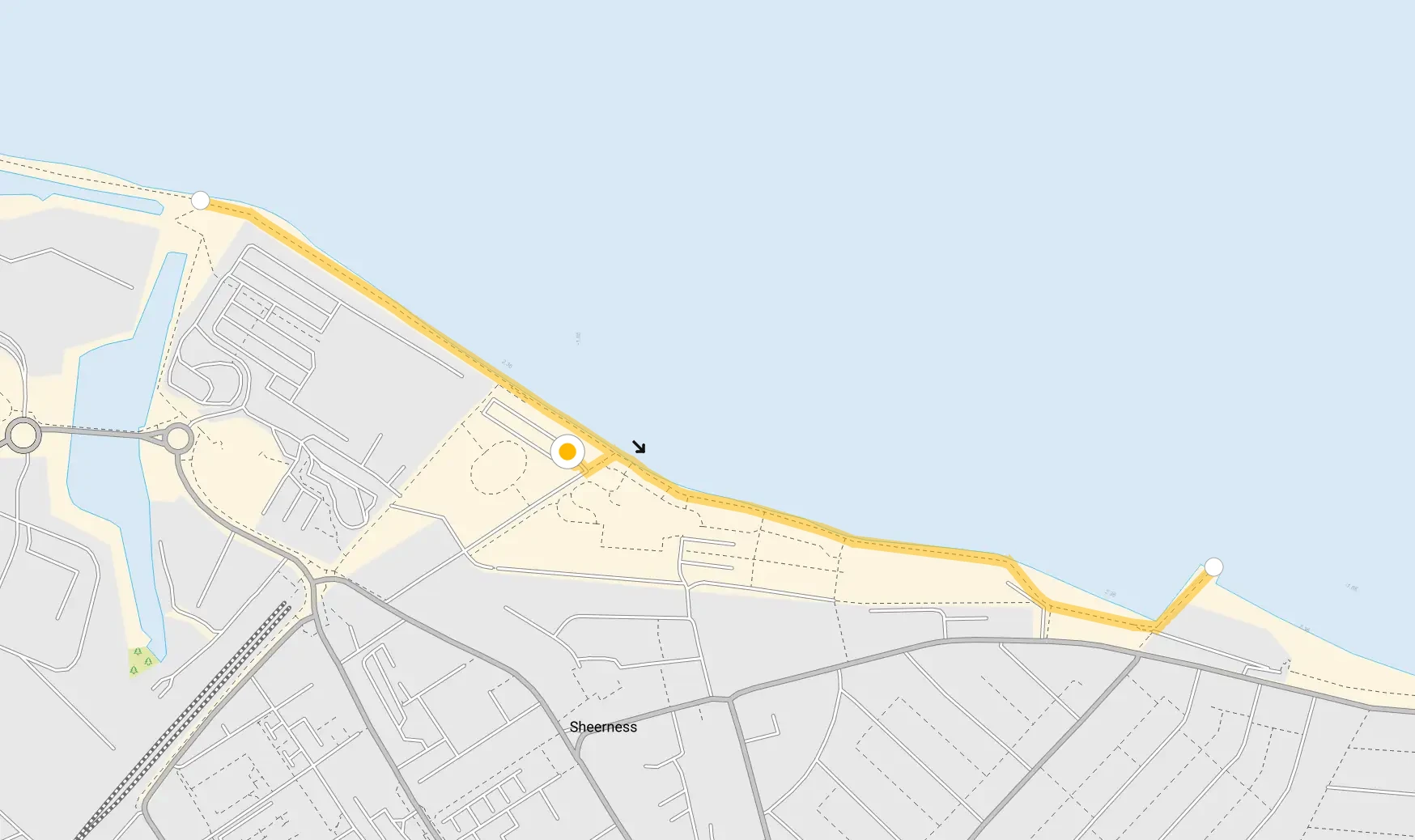 Route map for Sheerness-on-Sea Walk 1, a 1.25 mile circular walk in Kent