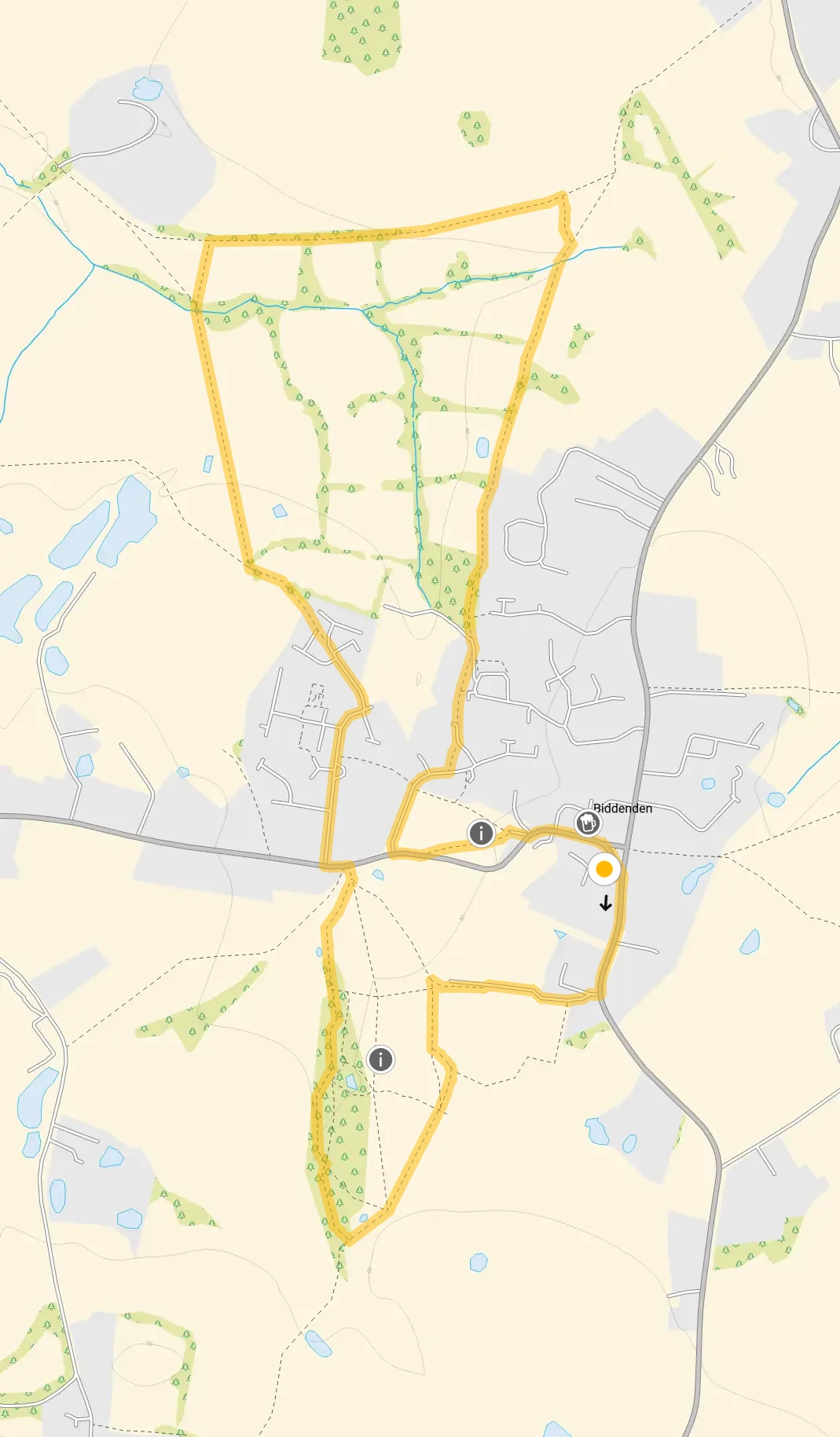 Route map for Biddenden Walk 2, a 3 mile circular walk in Kent