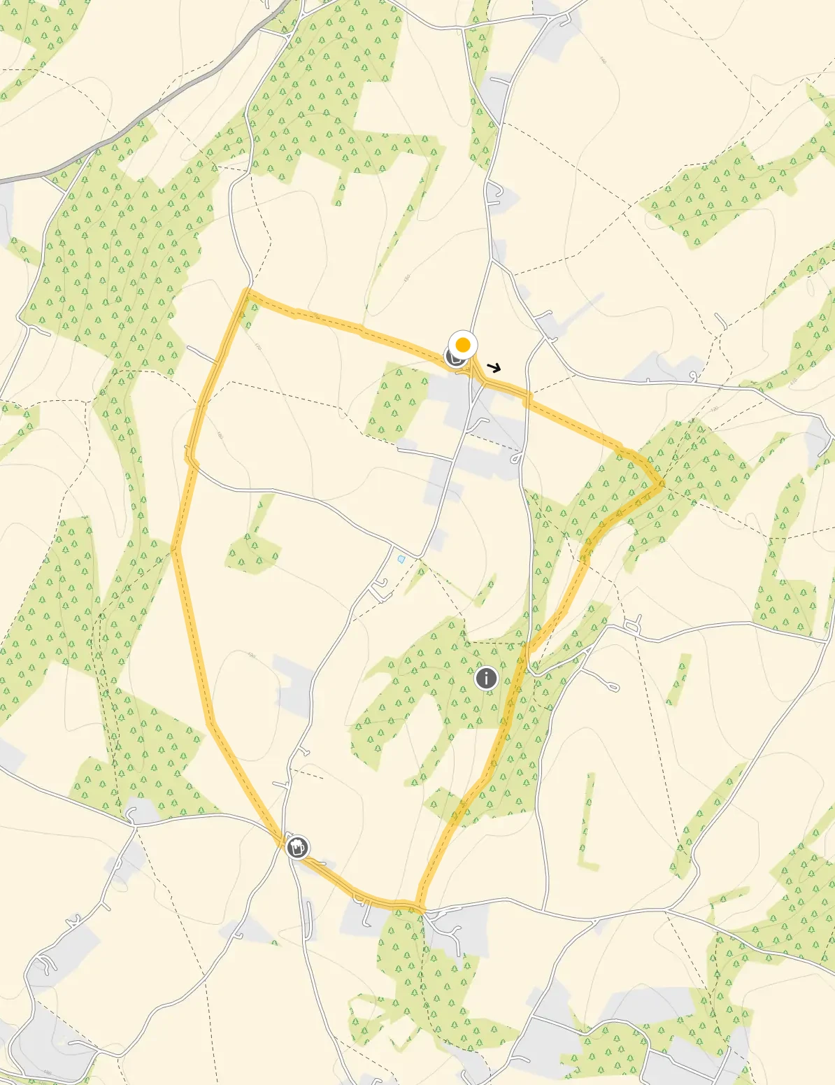 Route map for Stalisfield Green Walk 1, a 3.25 mile circular walk in Kent