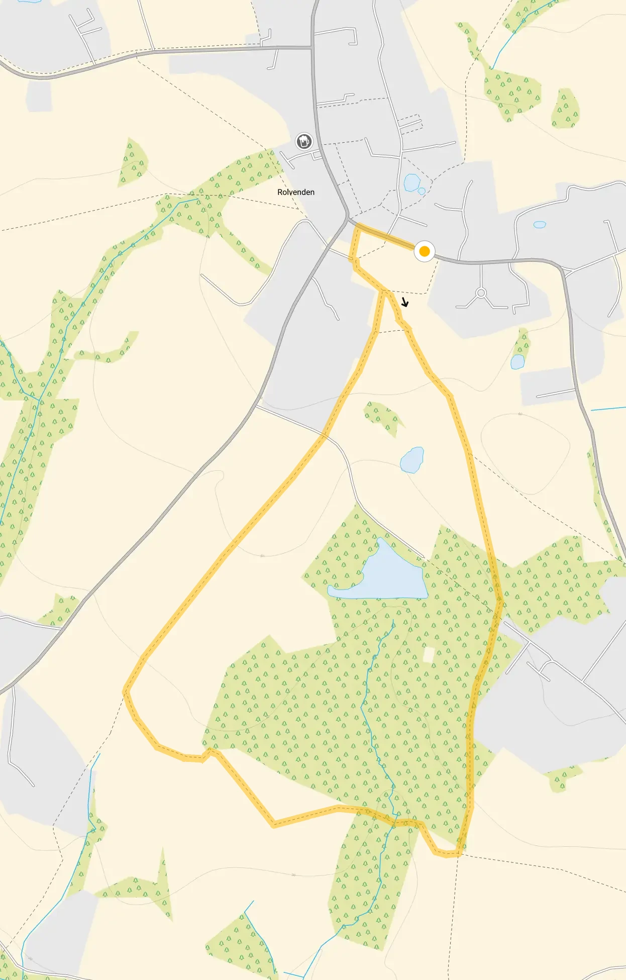 Route map for Rolvenden Walk 1, a 1.5 mile circular walk in Kent
